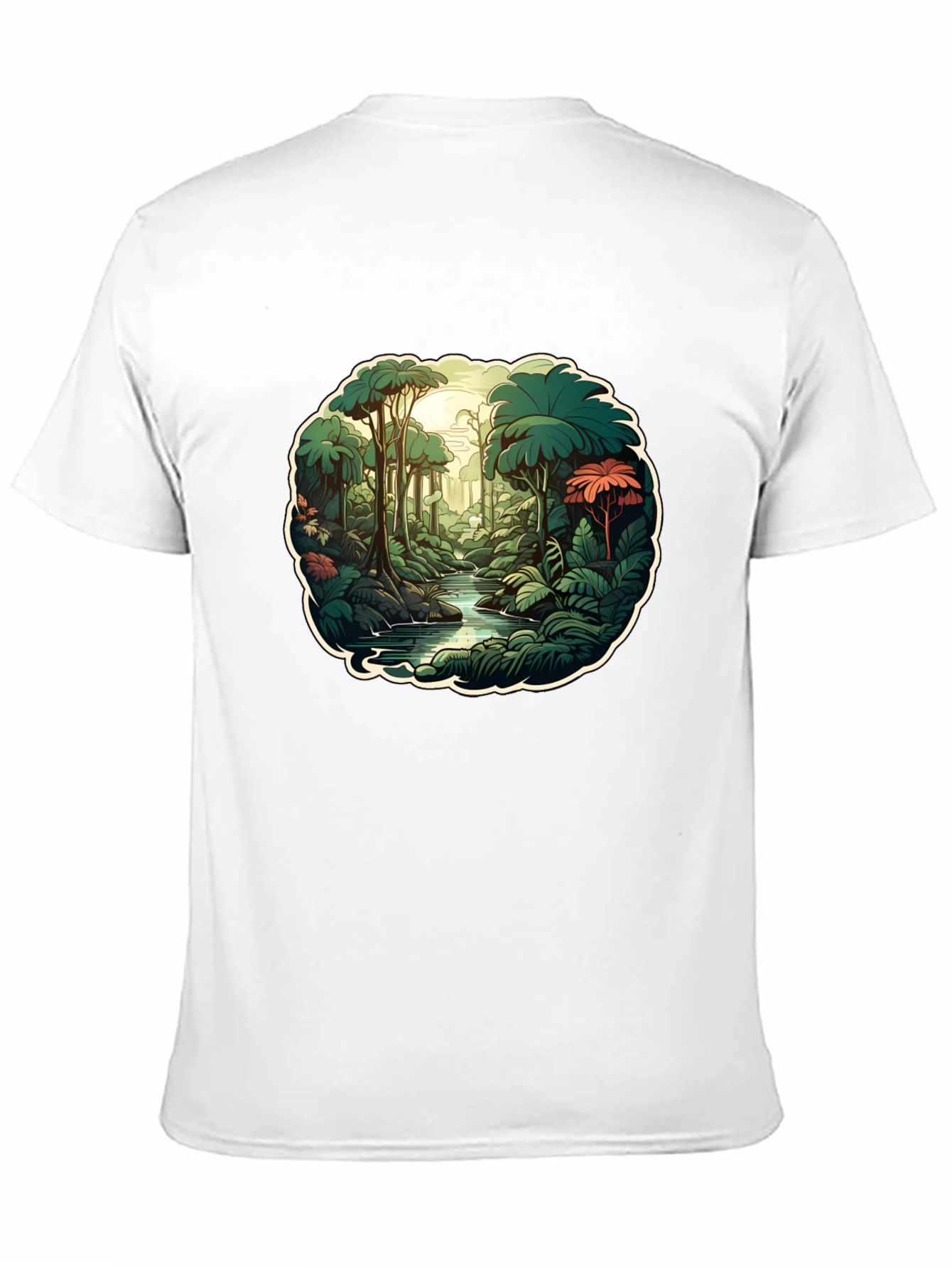 Camiseta Negra con Diseño de Jungla Tropical