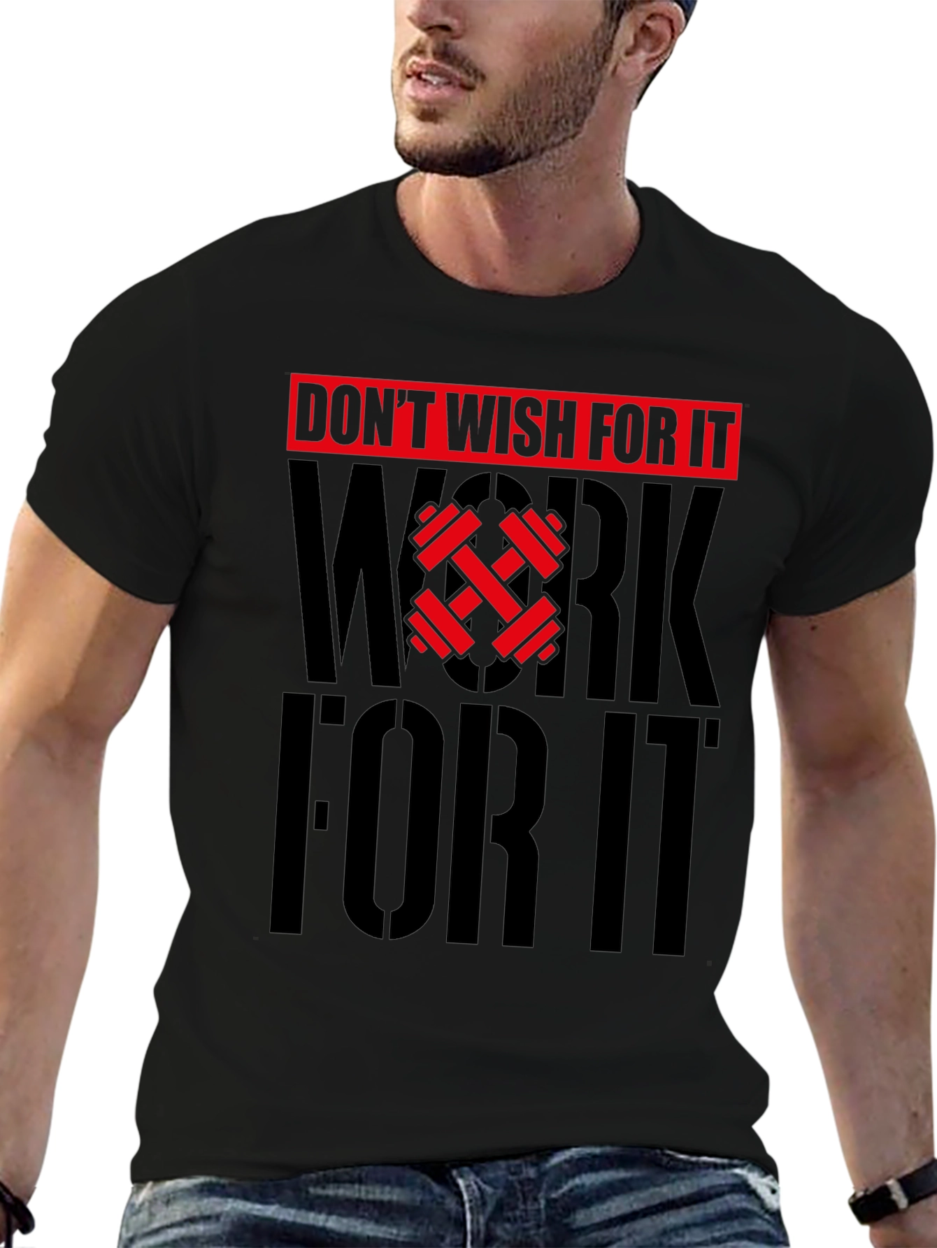 Camiseta Negra Motivacional Gimnasio - ¡Trabaja por ello!
