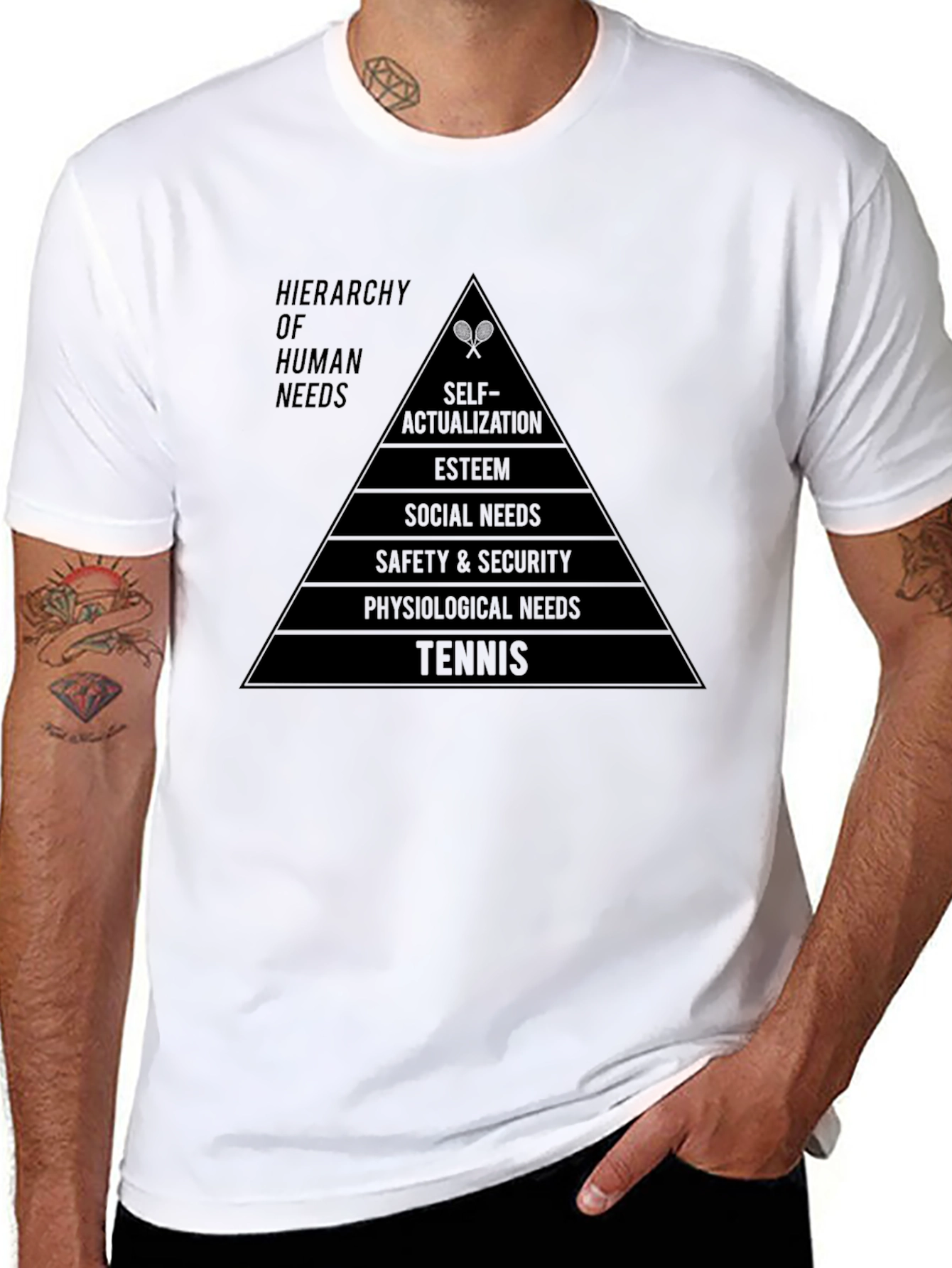 Camiseta Negra Pirámide Necesidades Tenis Hombre