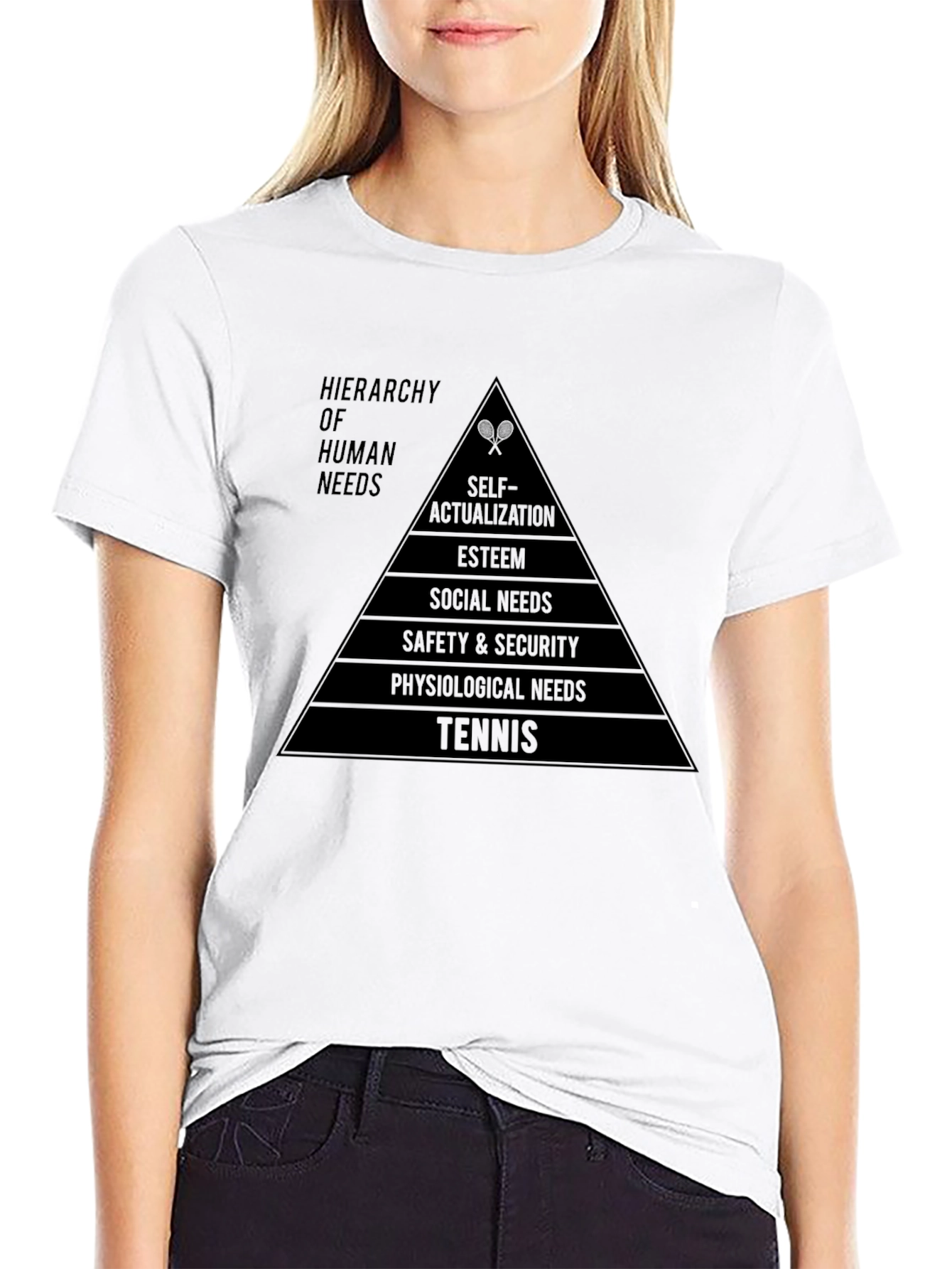 Camiseta Negra Pirámide Necesidades Tenis Hombre