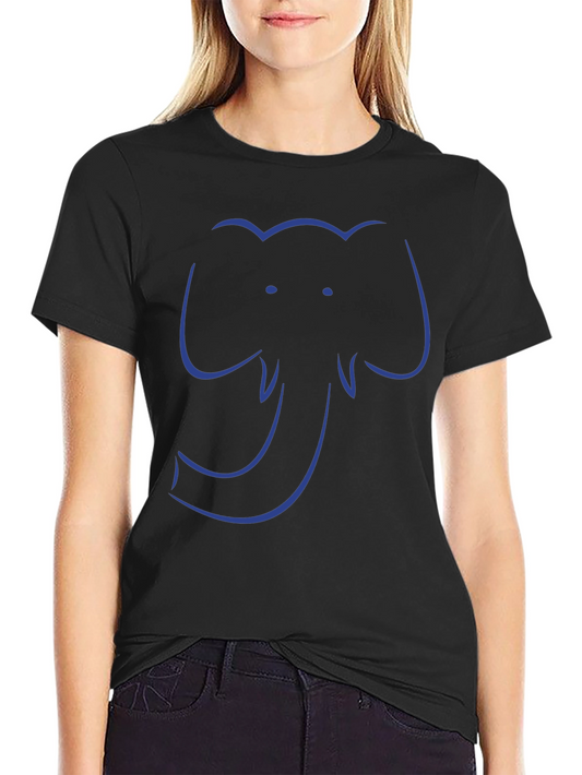Camiseta Negra con Diseño de Elefante Azul Minimalista