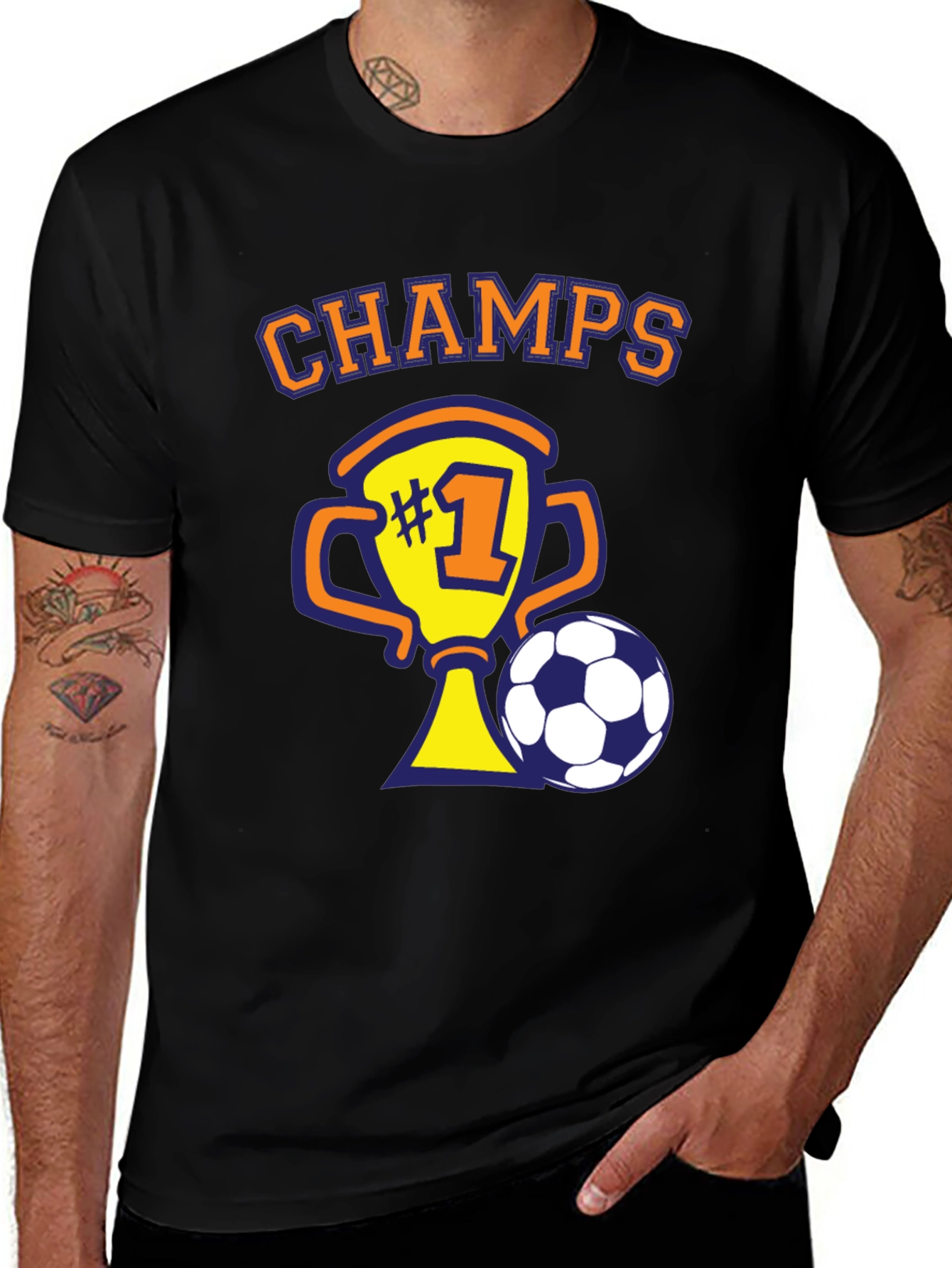 Camiseta Negra de Campeón de Fútbol