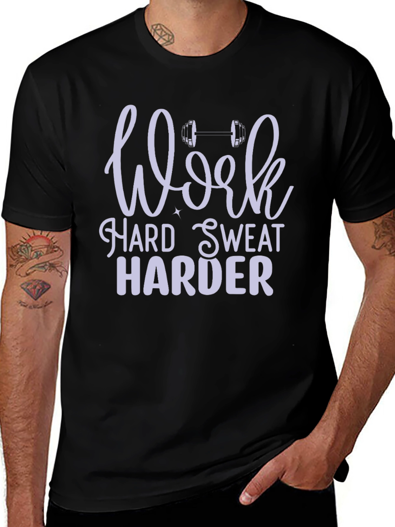 Camiseta Negra de Entrenamiento: Work Hard Sweat Harder