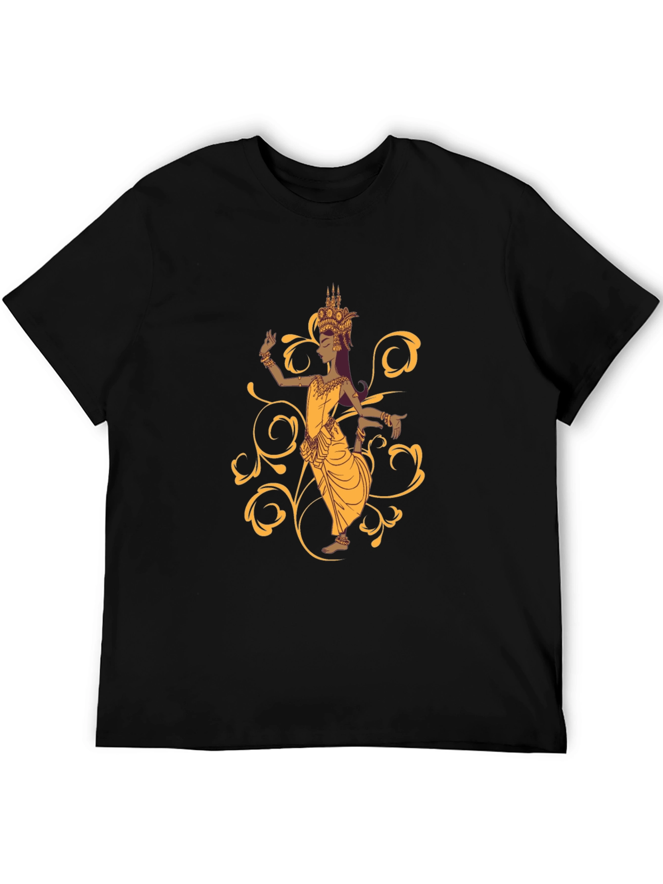 Camiseta Negra con Diseño de Bailarina Camboyana