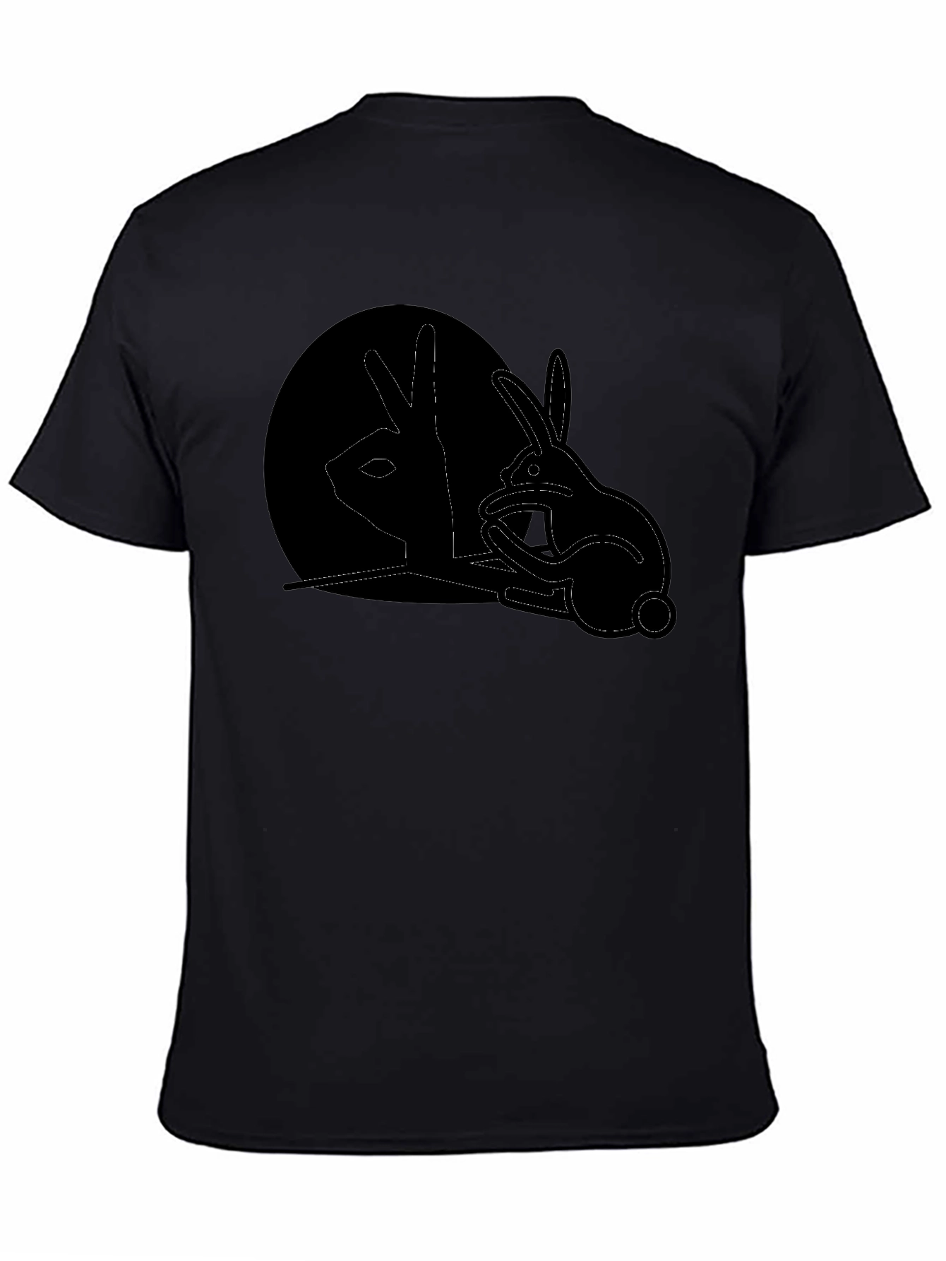 Camiseta Negra con Diseño de Conejo de Sombras