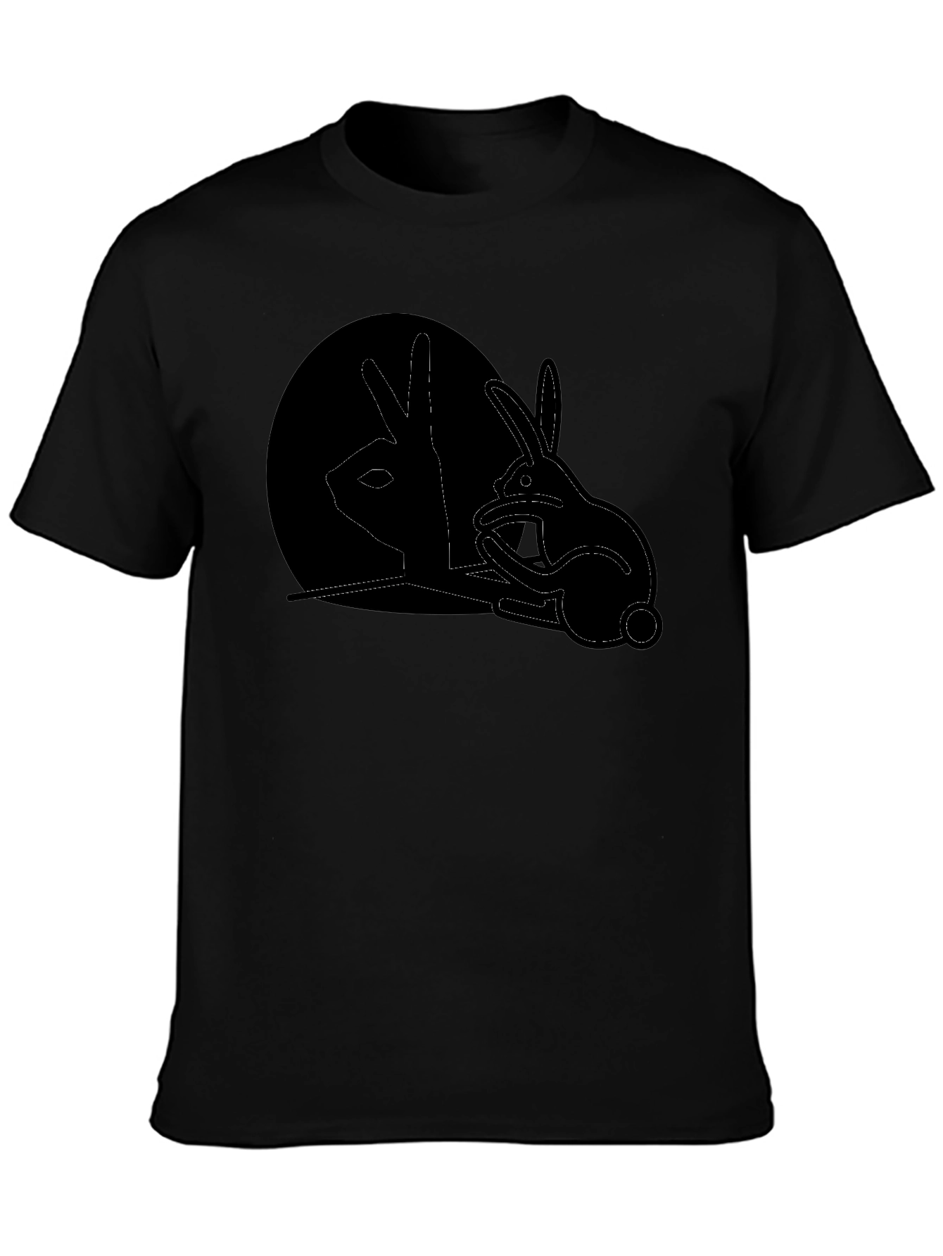 Camiseta Negra con Diseño de Conejo de Sombras