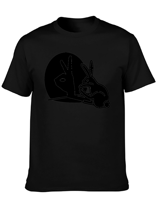 Camiseta Negra con Diseño de Conejo de Sombras