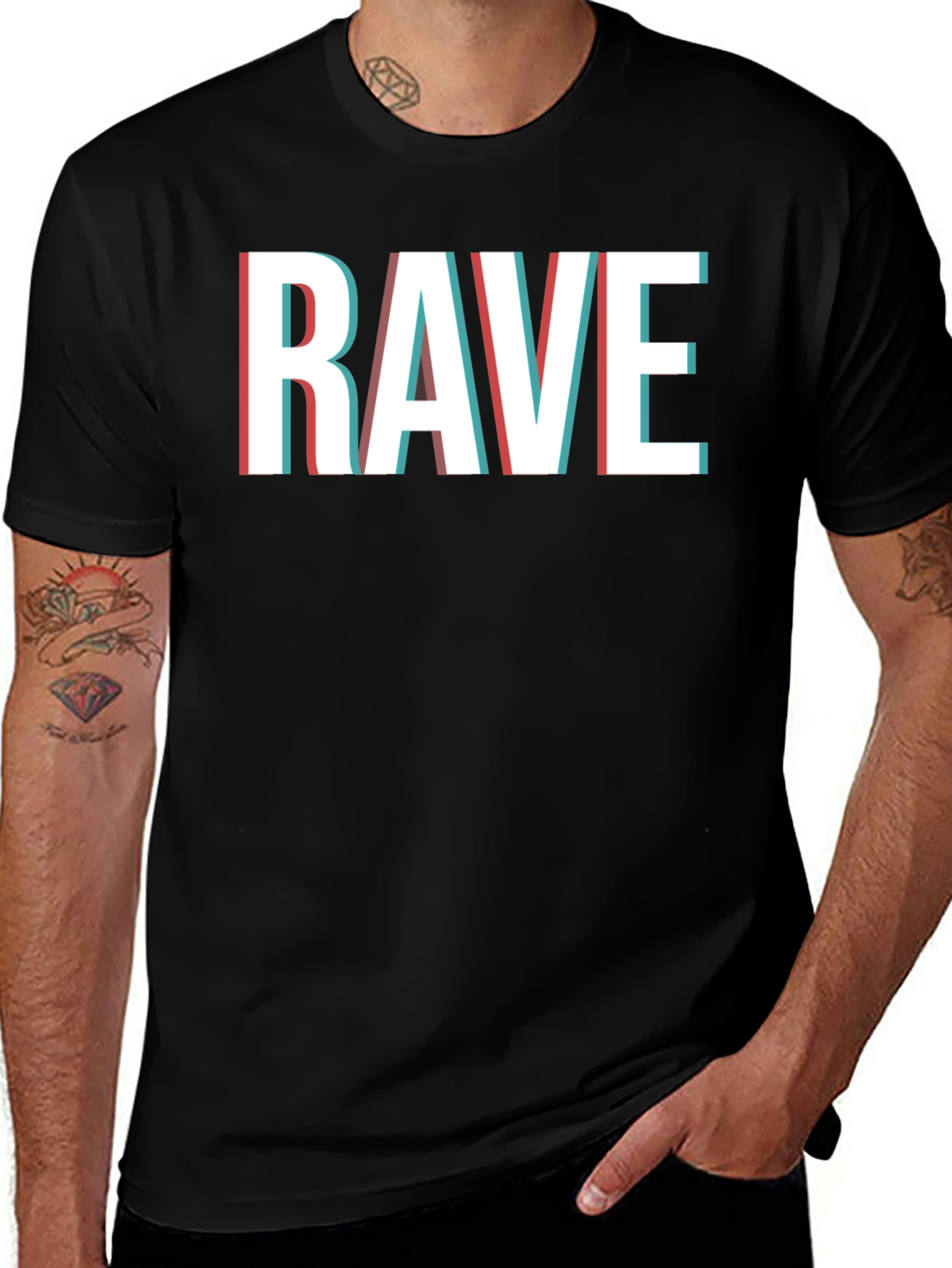 Camiseta Negra RAVE Efecto 3D para Hombre