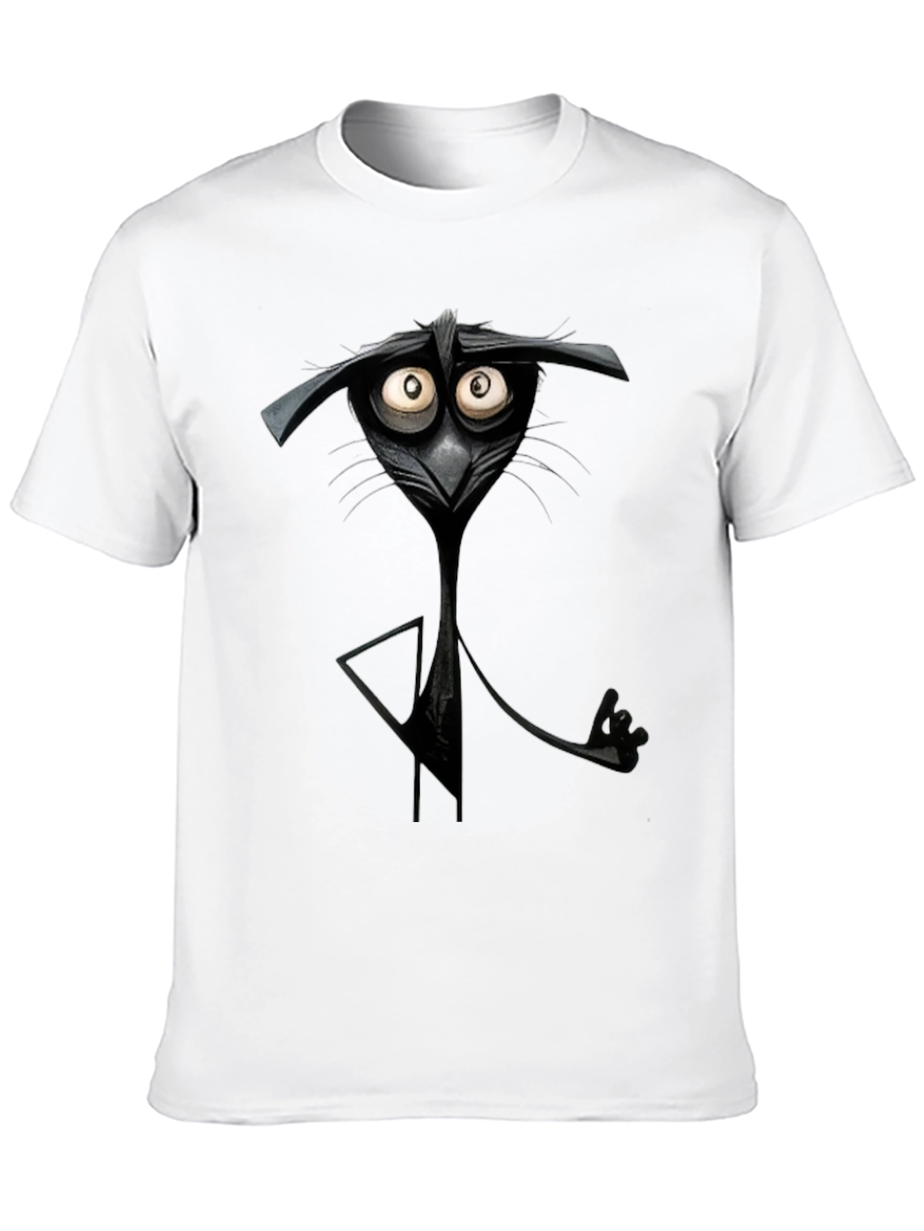 Camiseta Negra con Diseño de Gato Animado