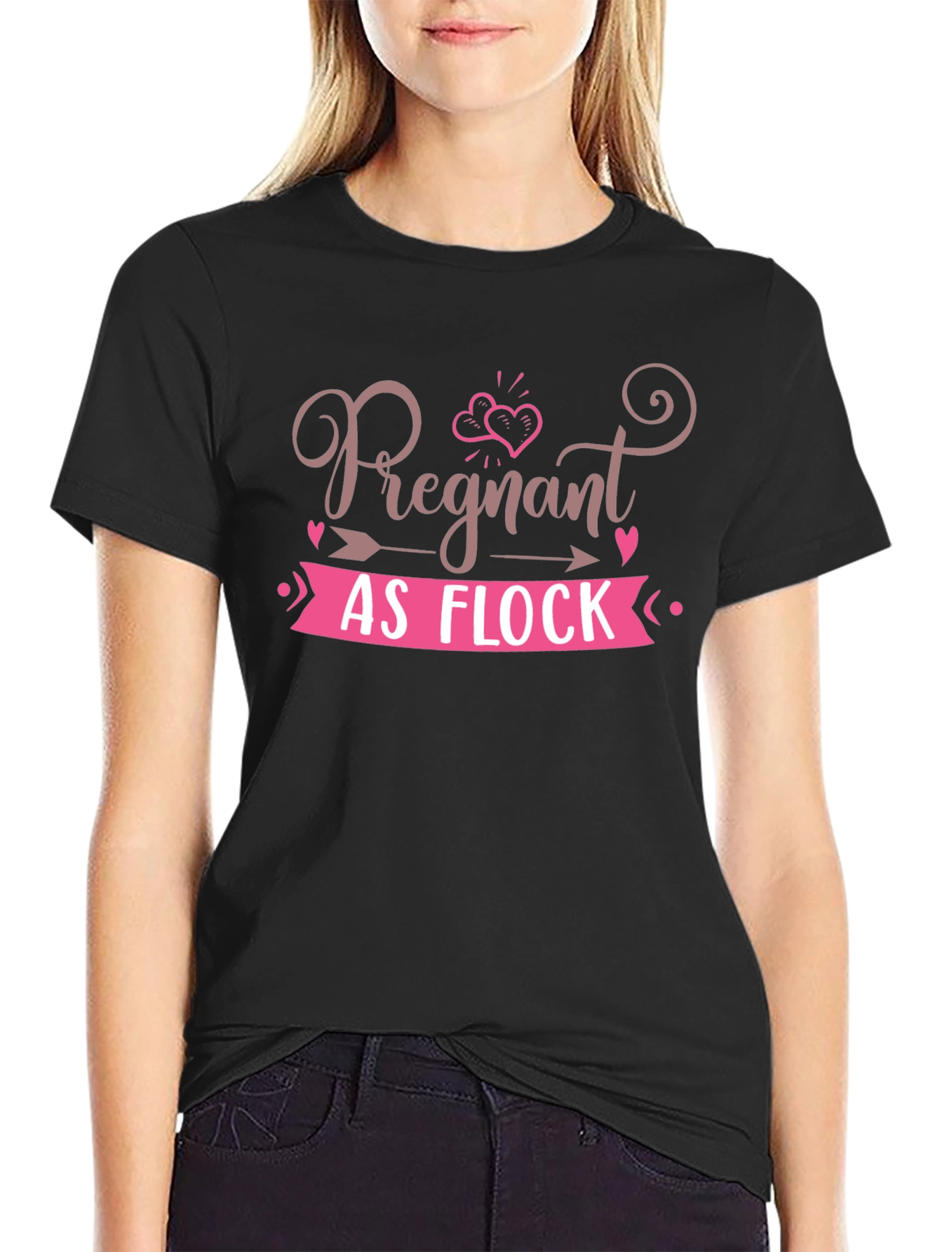 Camiseta Negra con Diseño de Embarazo Divertido