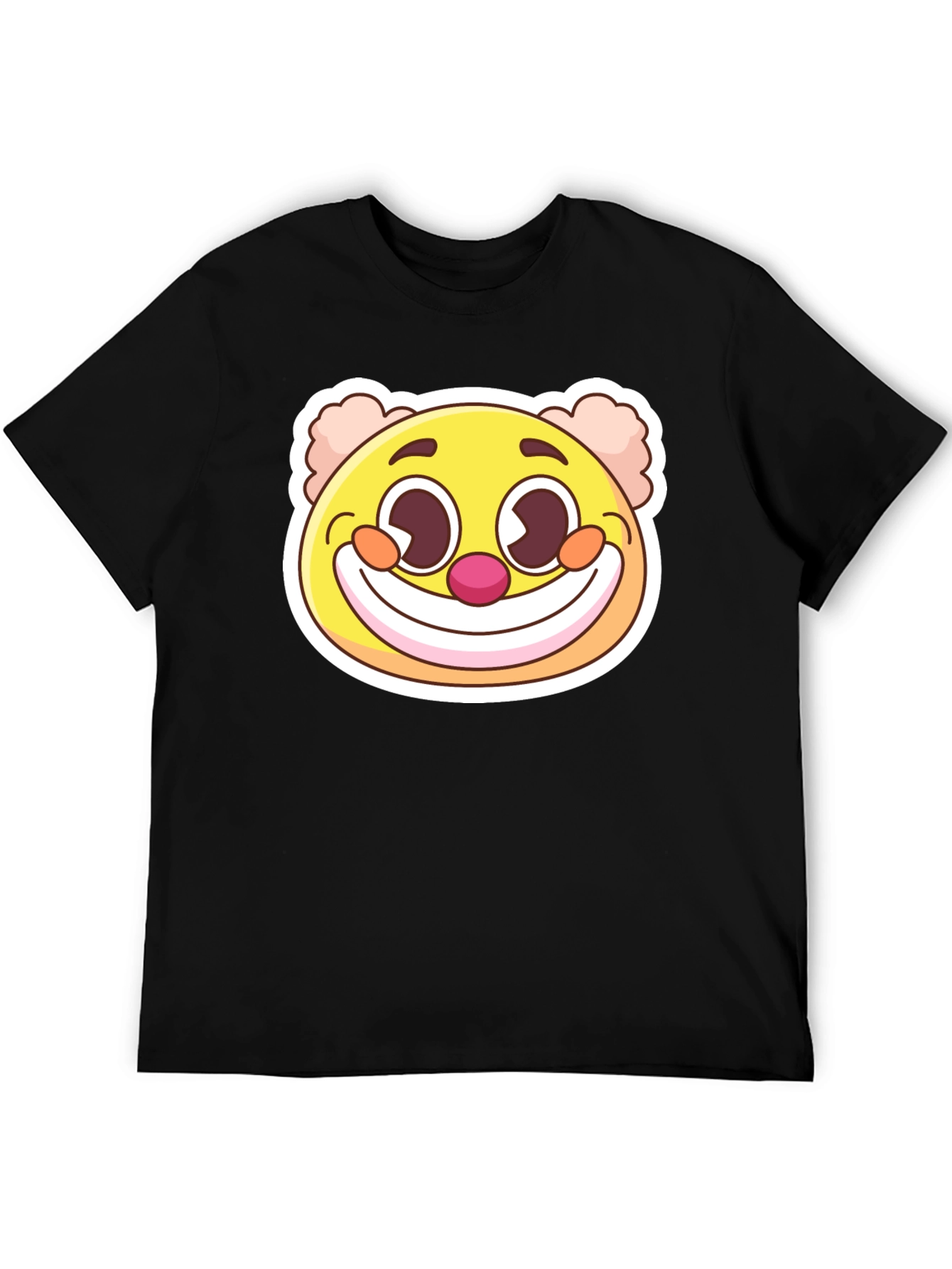 Camiseta Negra con Diseño de Emoji Payaso Sonriente