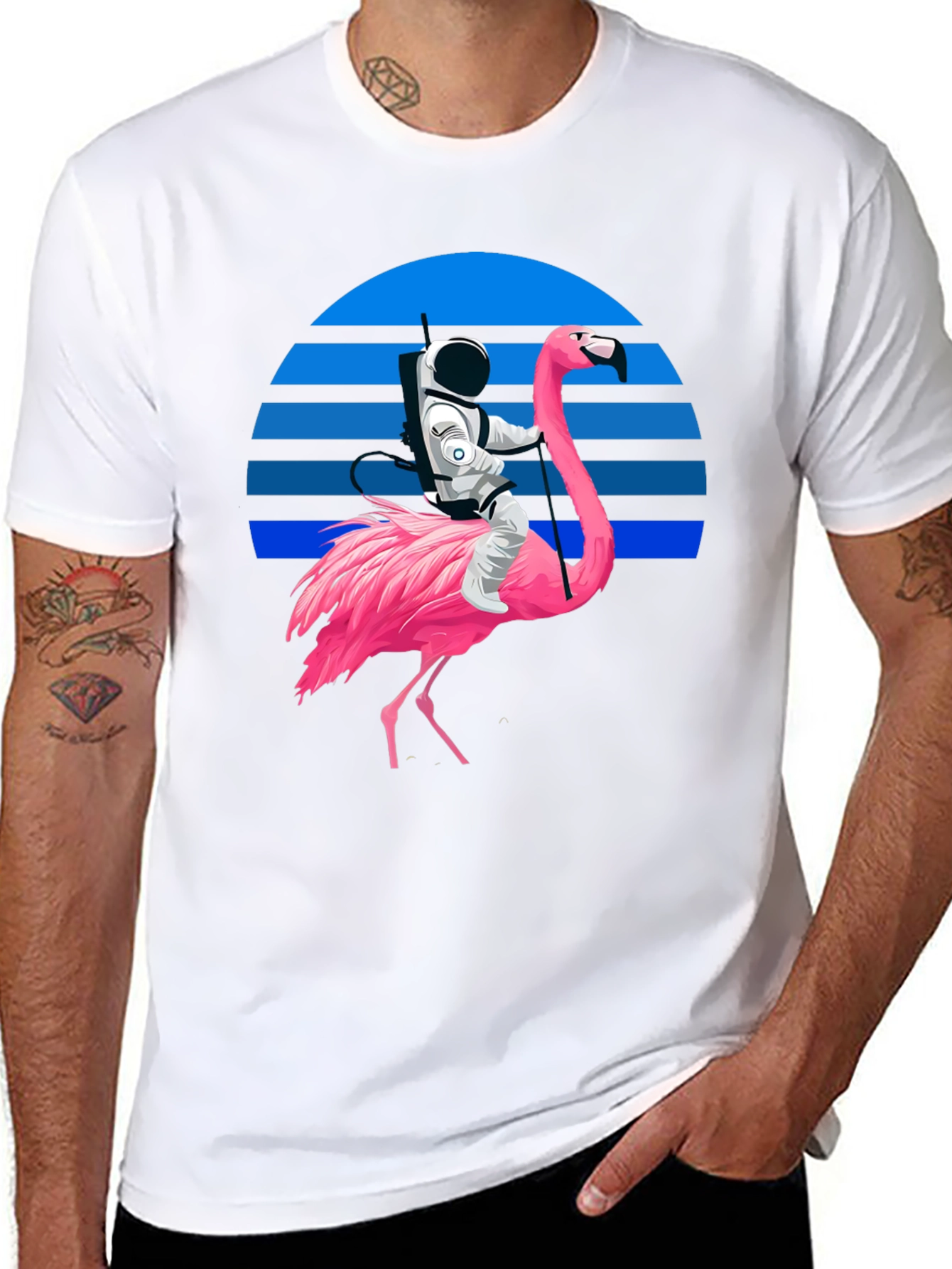 Camiseta con Diseño de Astronauta en Flamenco Retro