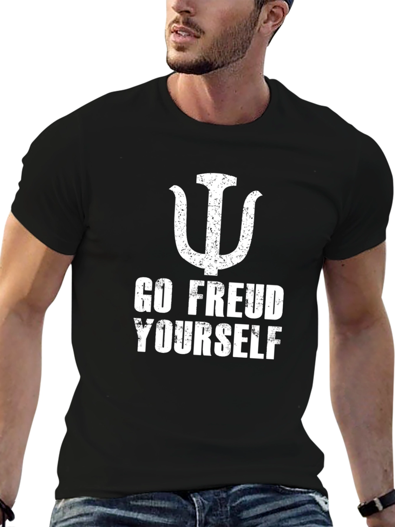 Camiseta Negra con Diseño Go Freud Yourself