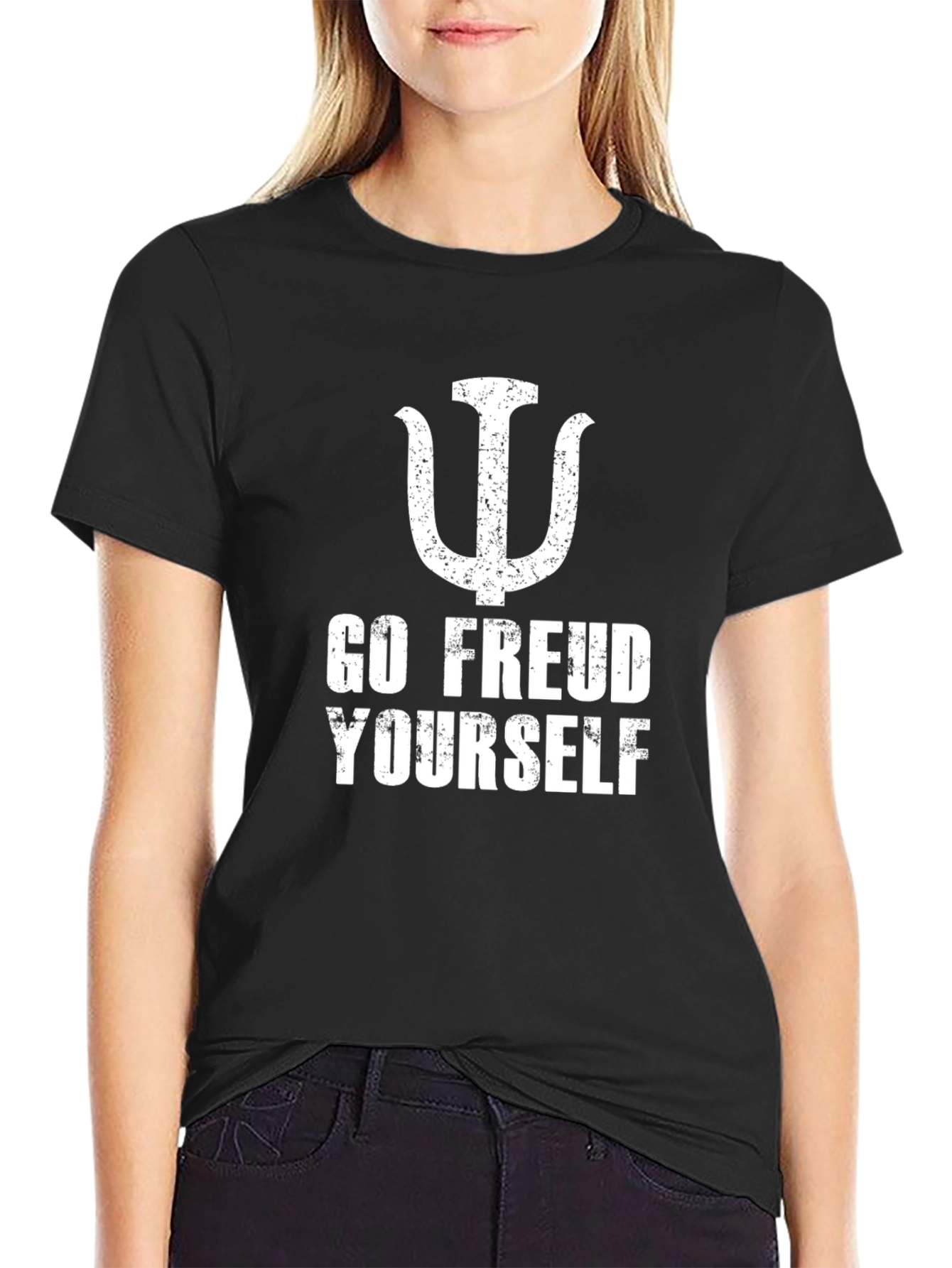 Camiseta Negra con Diseño Go Freud Yourself