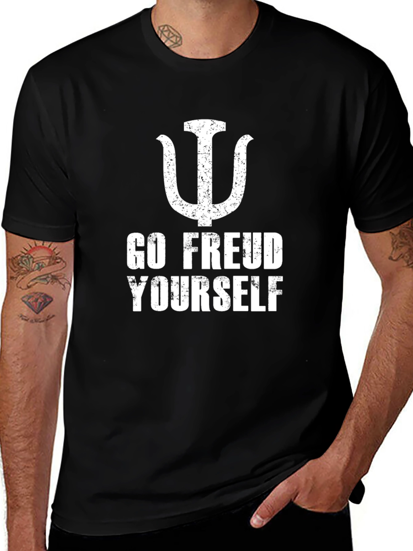 Camiseta Negra con Diseño Go Freud Yourself