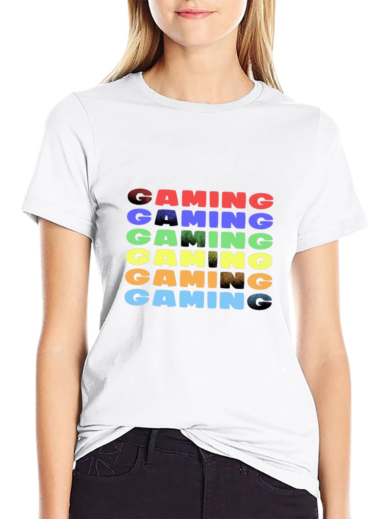 Camiseta Negra Gaming Arcoíris para Gamers