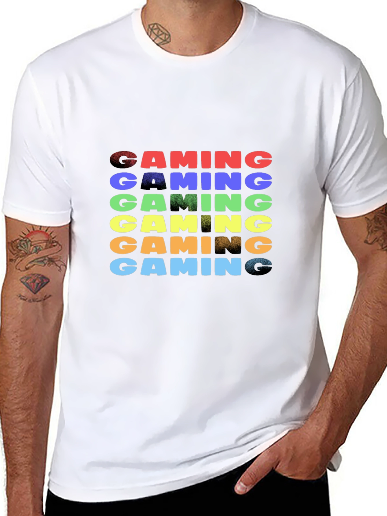 Camiseta Negra Gaming Arcoíris para Gamers
