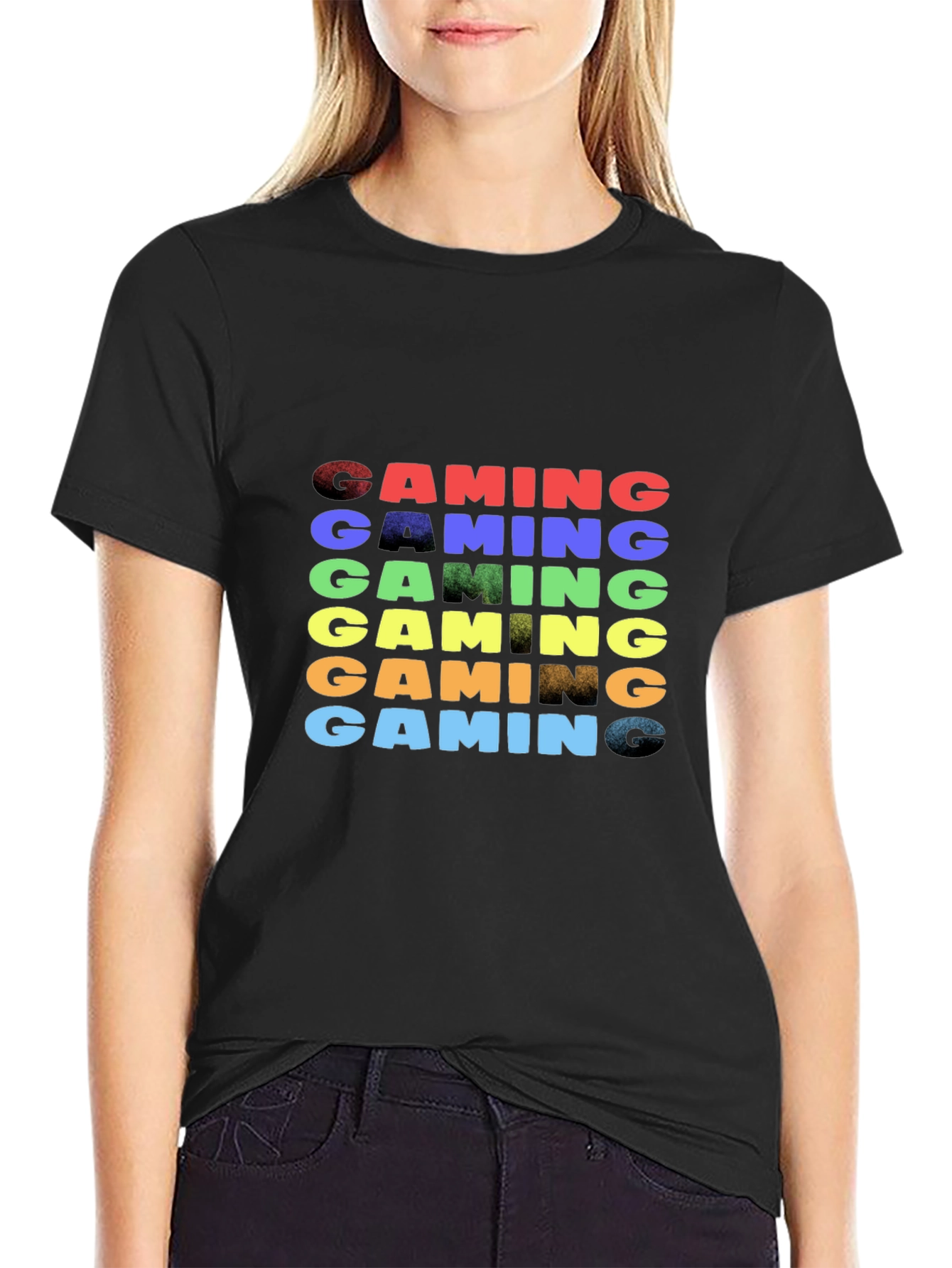 Camiseta Negra Gaming Arcoíris para Gamers