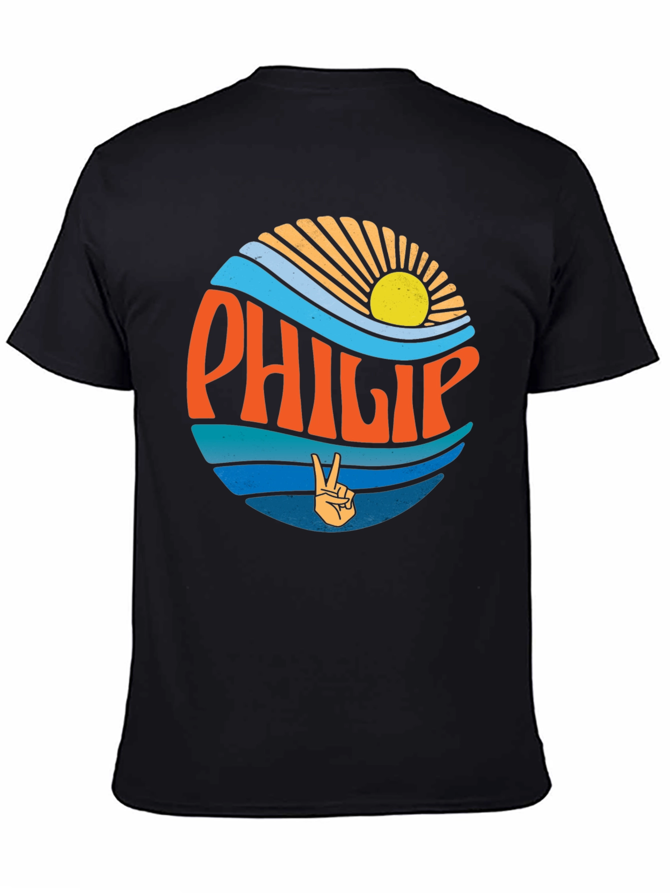 Camiseta Negra Estilo Retro con Nombre Philip