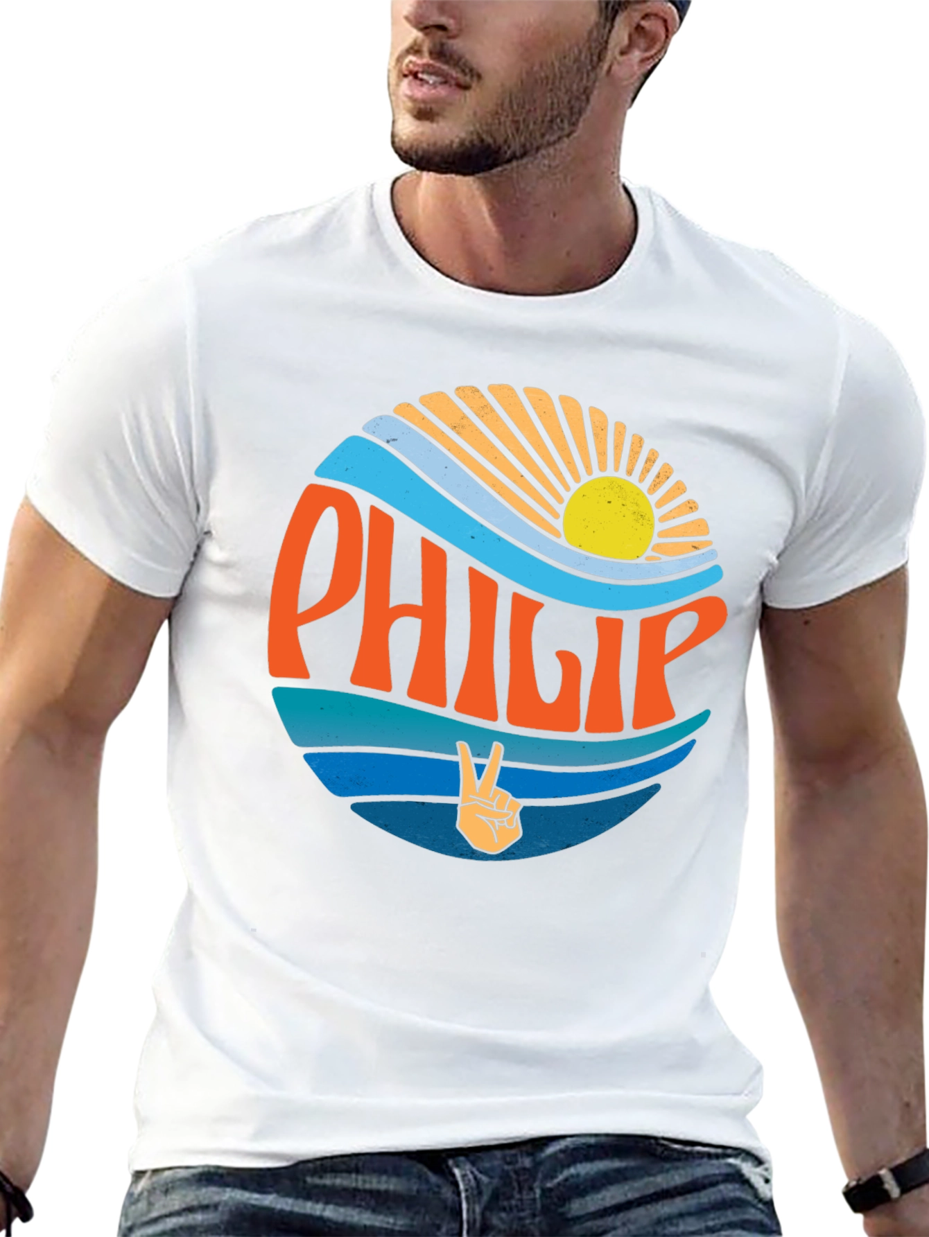 Camiseta Negra Estilo Retro con Nombre Philip