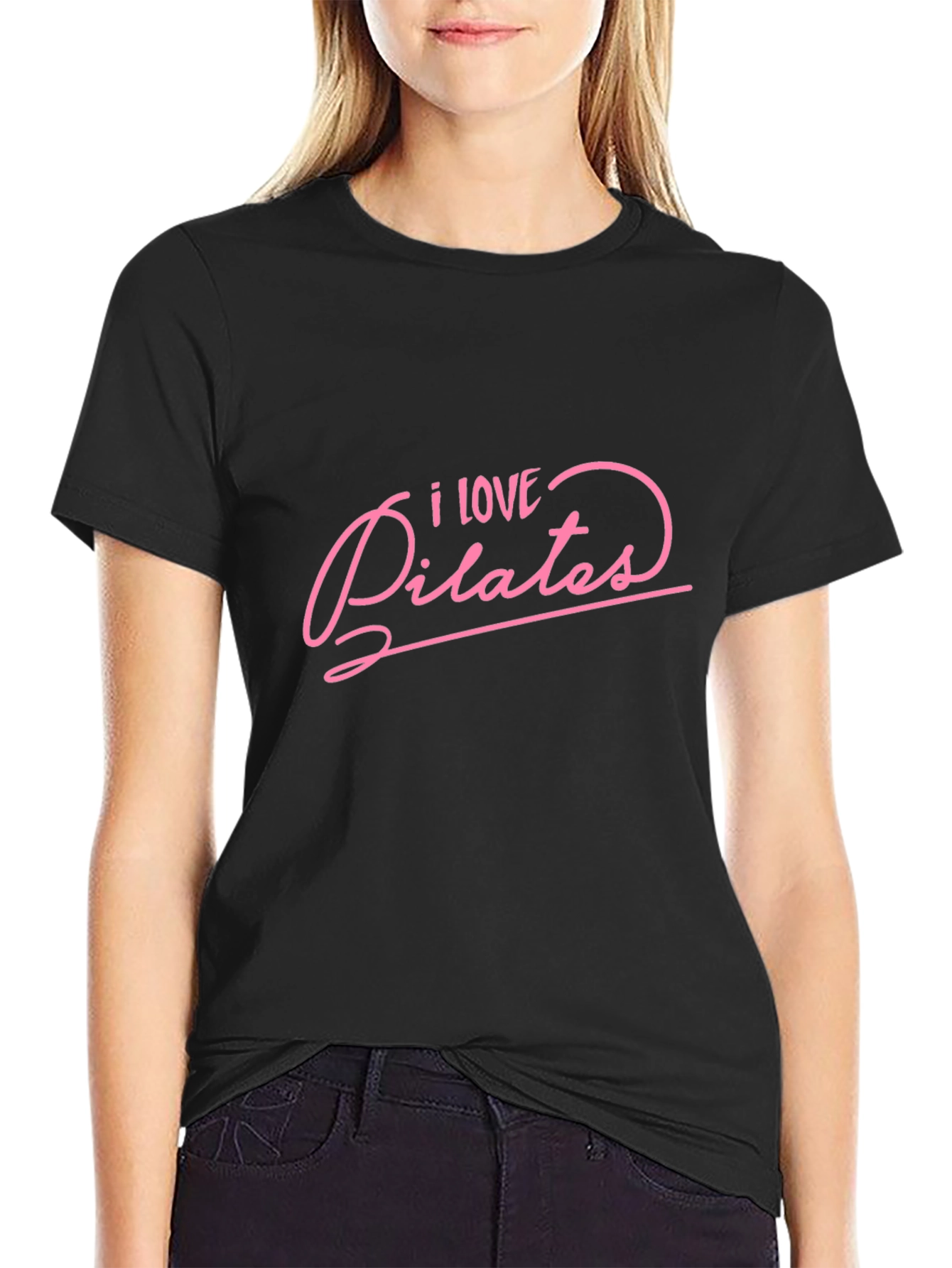 Camiseta Negra I Love Pilates Algodón Suave