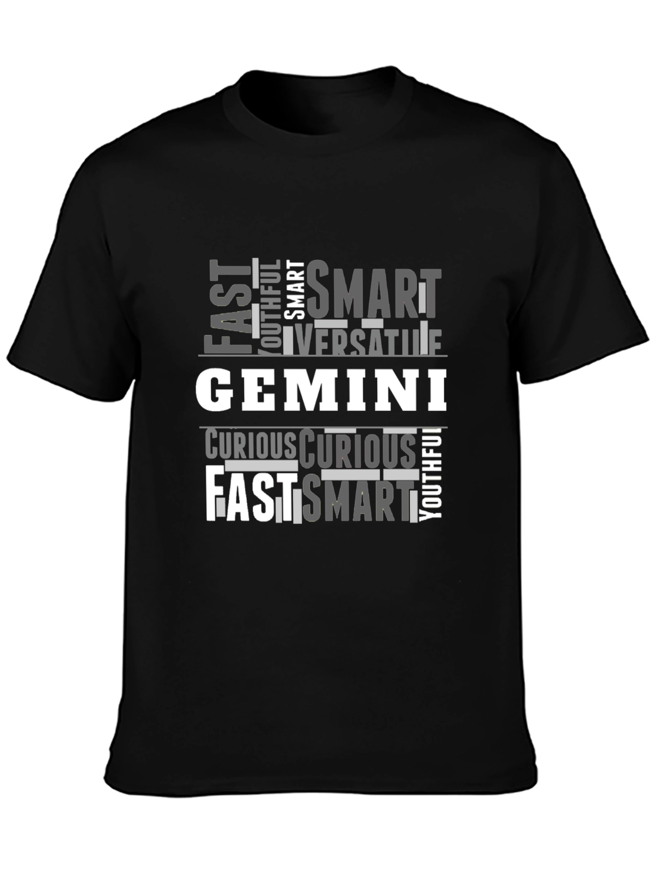Camiseta Negra Géminis: Rápido Inteligente y Versátil