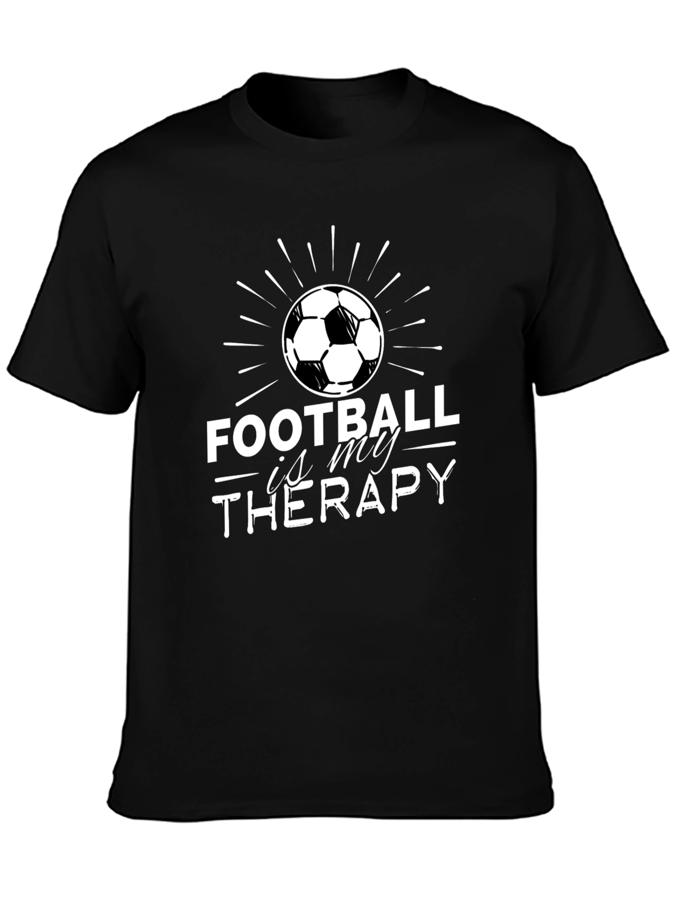 Camiseta Negra Fútbol Es Mi Terapia Hombre