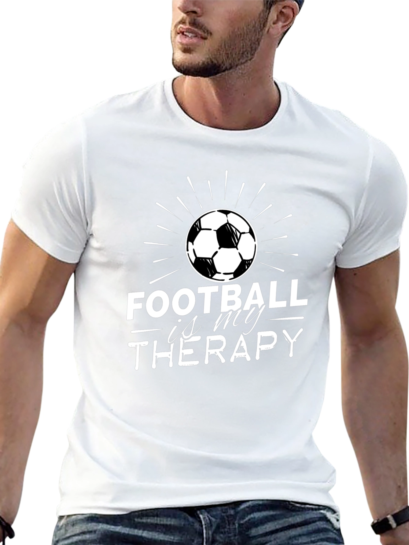 Camiseta Negra Fútbol Es Mi Terapia Hombre