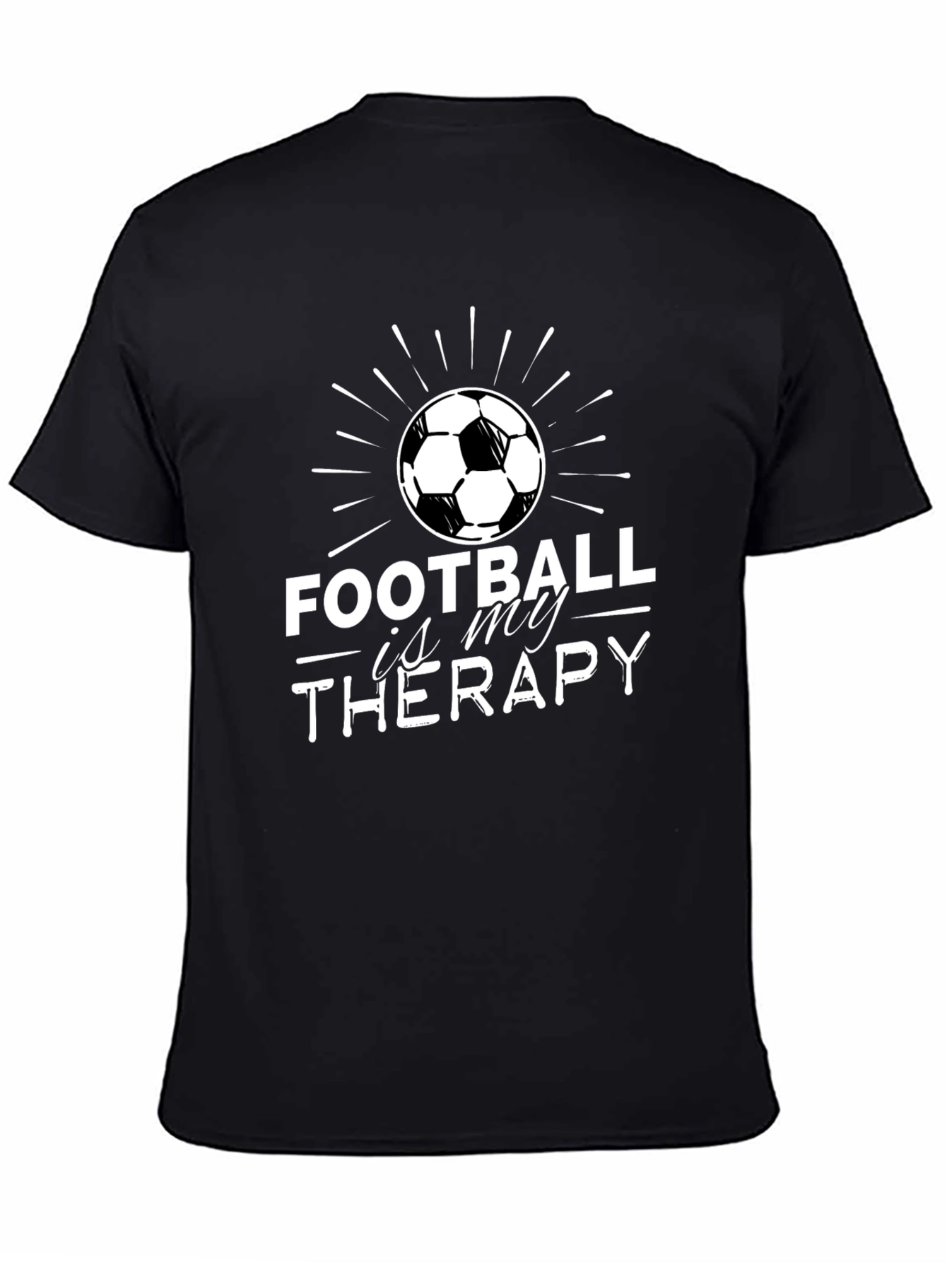 Camiseta Negra Fútbol Es Mi Terapia Hombre