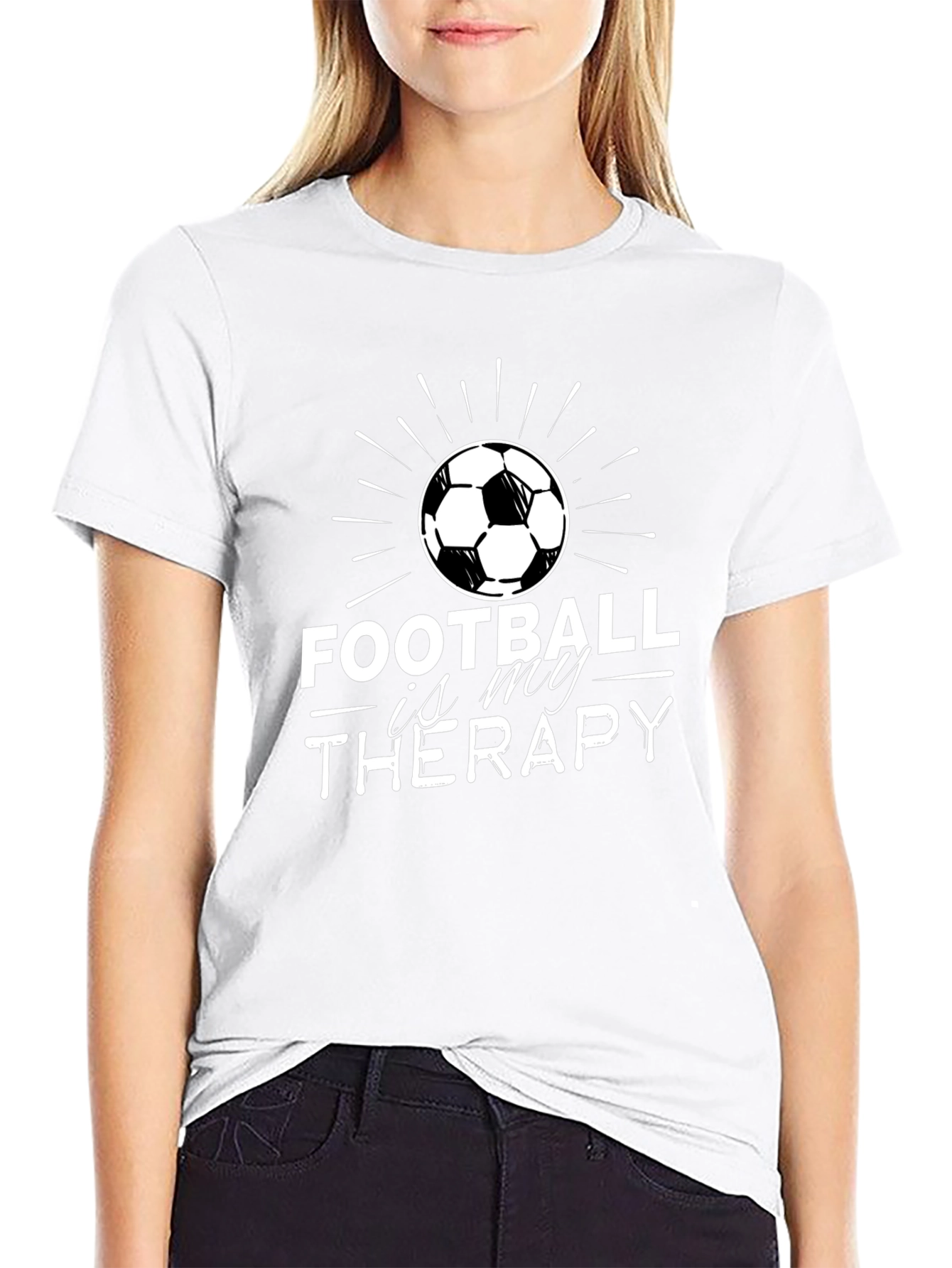 Camiseta Negra Fútbol Es Mi Terapia Hombre