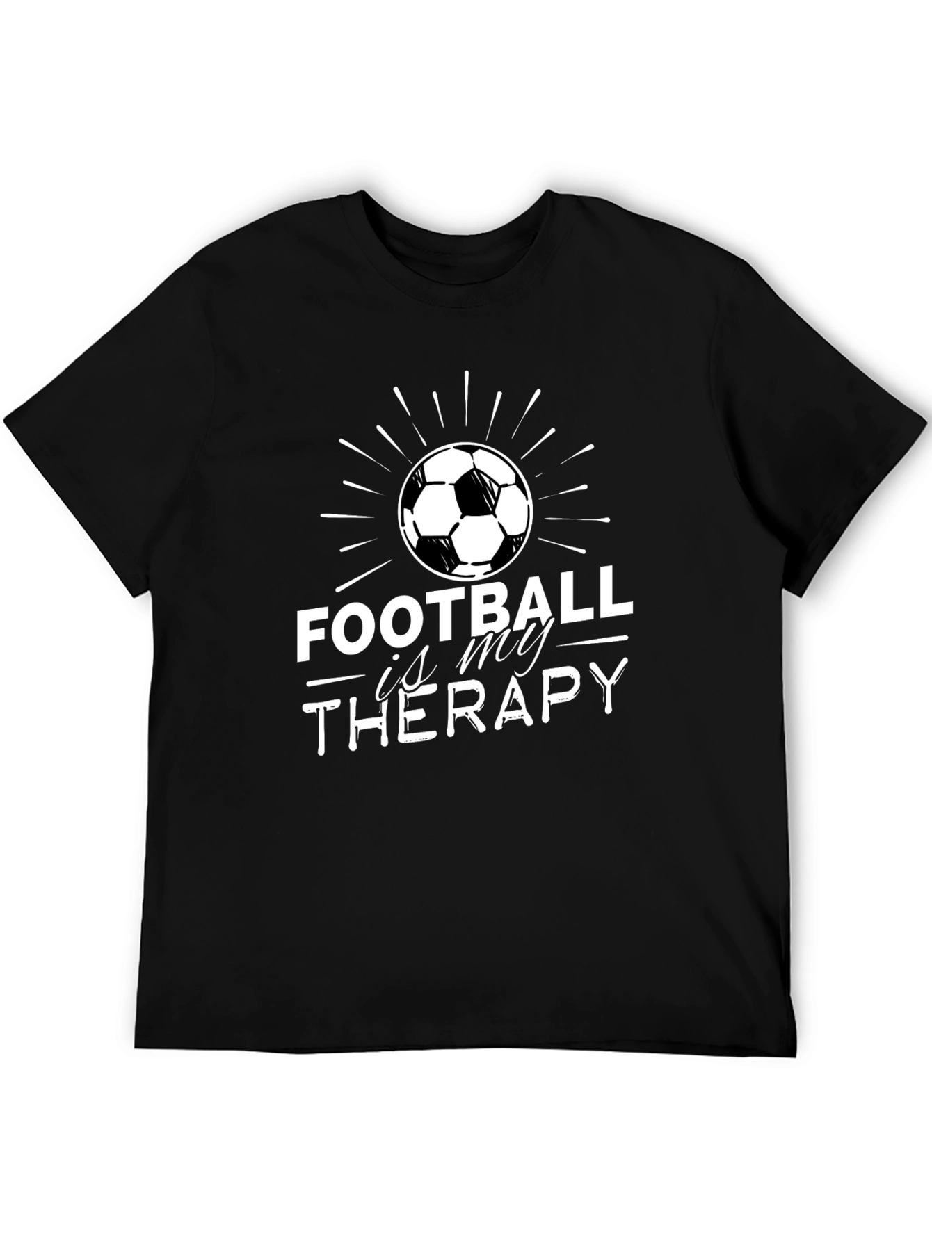 Camiseta Negra Fútbol Es Mi Terapia Hombre