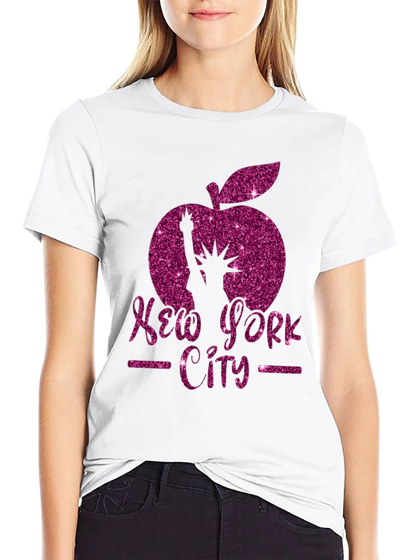 Camiseta Hombre Negra: Diseño New York City Glitter