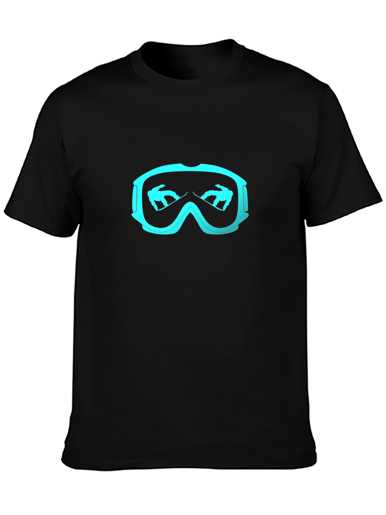 Camiseta Negra Esquí Gafas Nieve Hombre