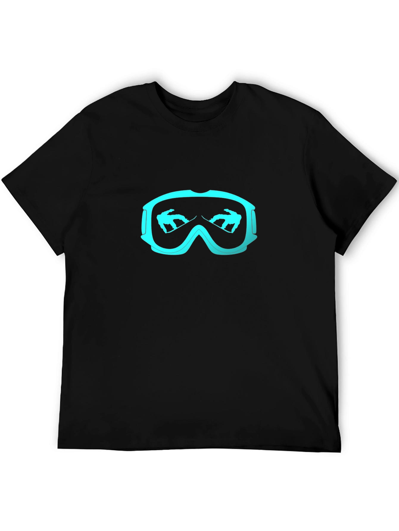 Camiseta Negra Esquí Gafas Nieve Hombre