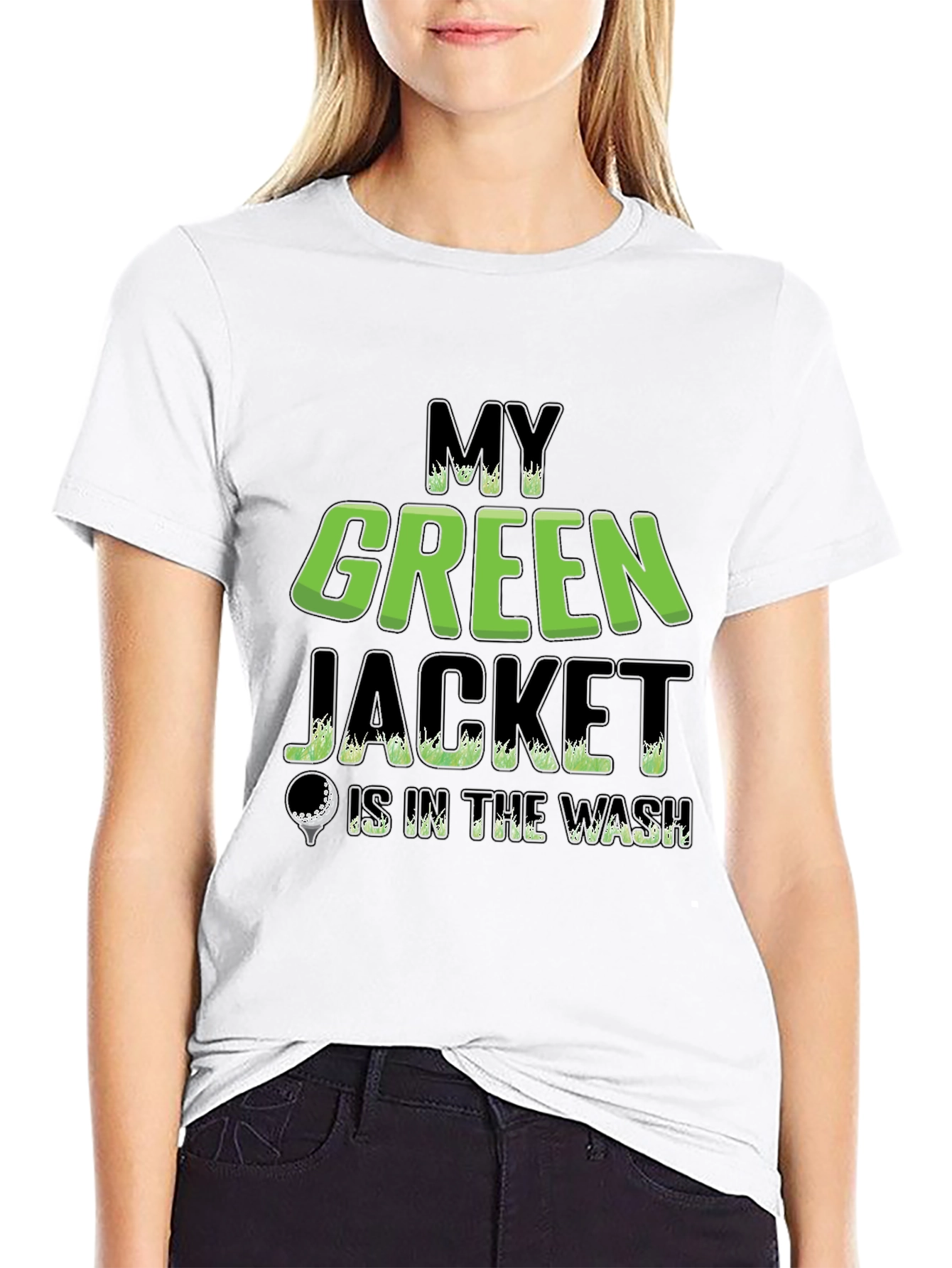 Camiseta Negra con Diseño de Golf My Green Jacket