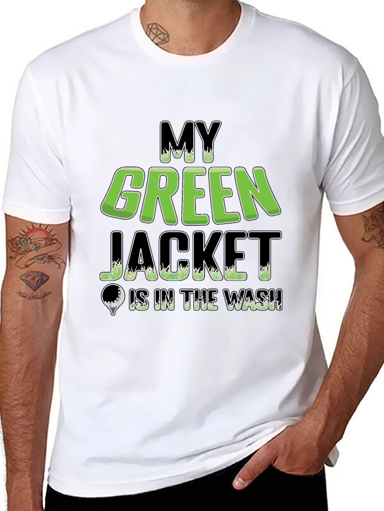 Camiseta Negra con Diseño de Golf My Green Jacket