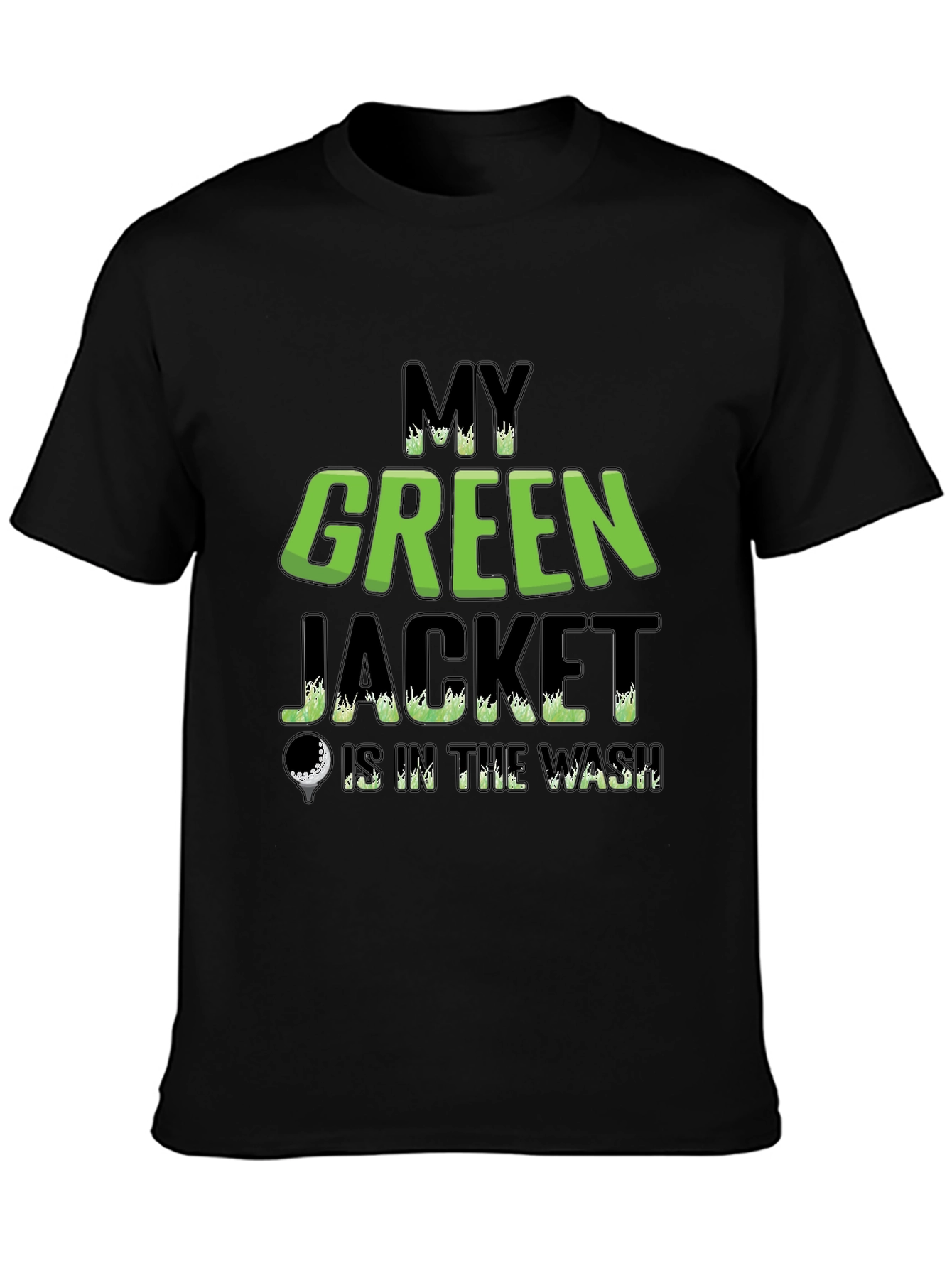 Camiseta Negra con Diseño de Golf My Green Jacket