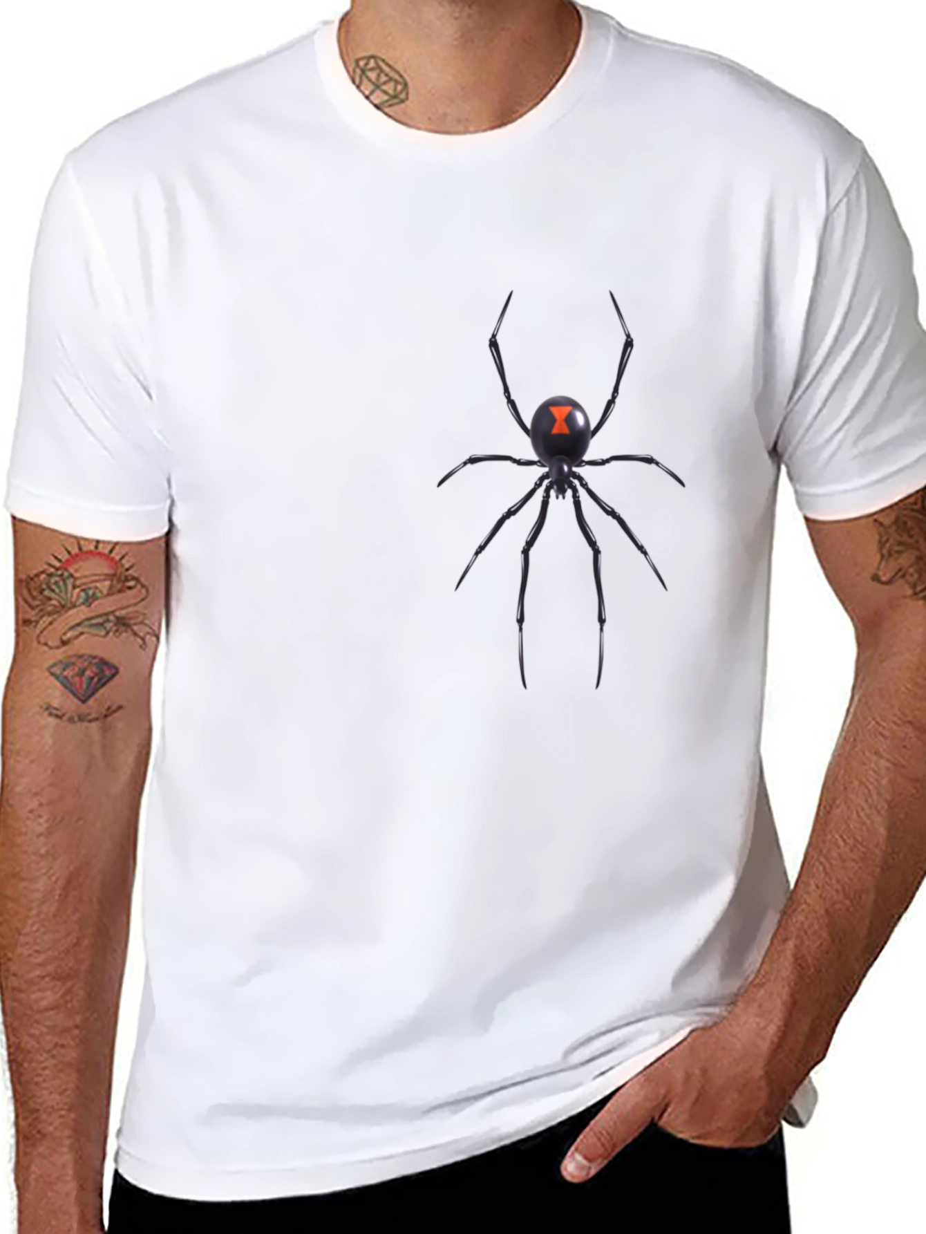 Camiseta Negra con Diseño de Araña Viuda Negra
