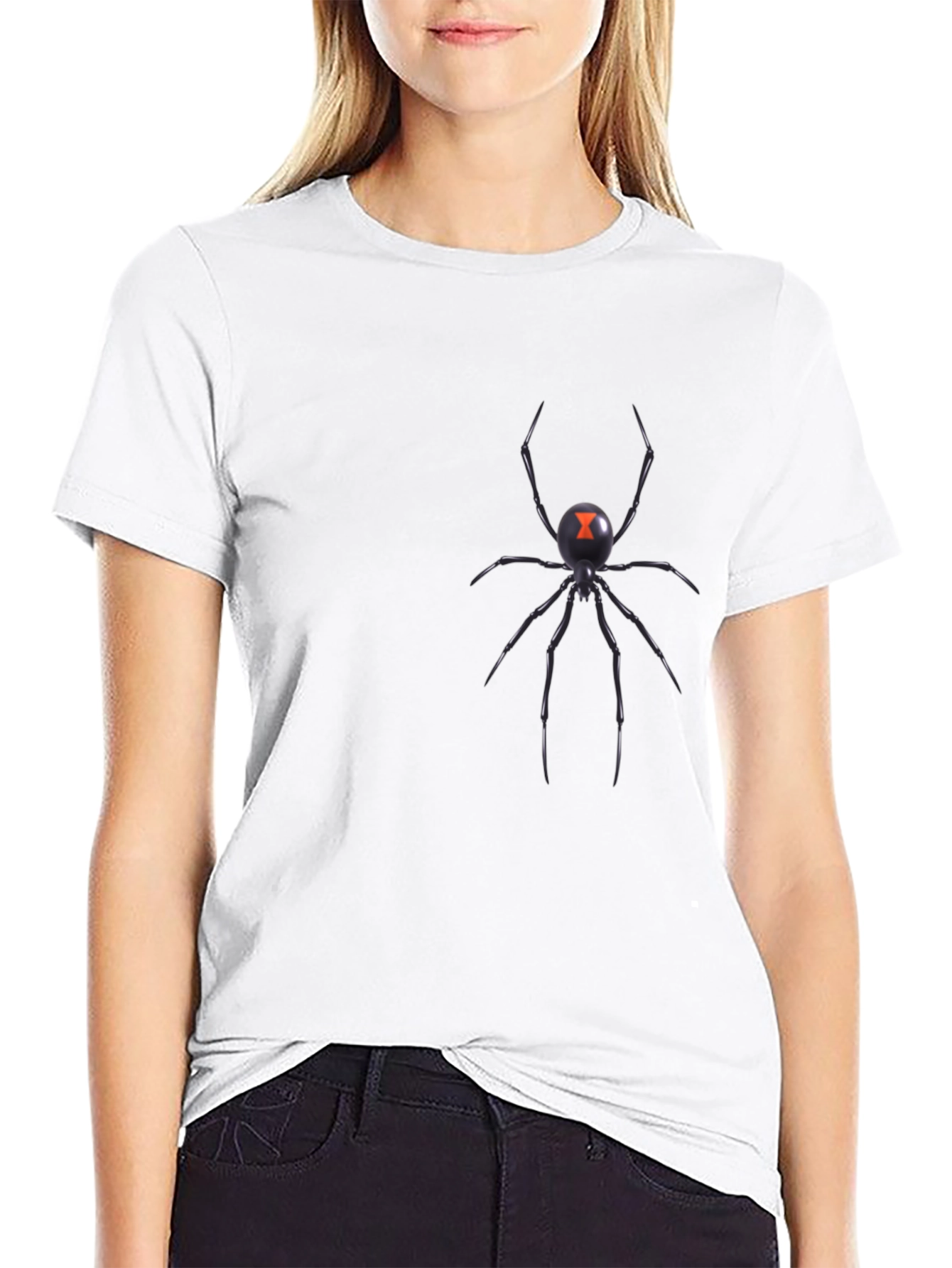 Camiseta Negra con Diseño de Araña Viuda Negra
