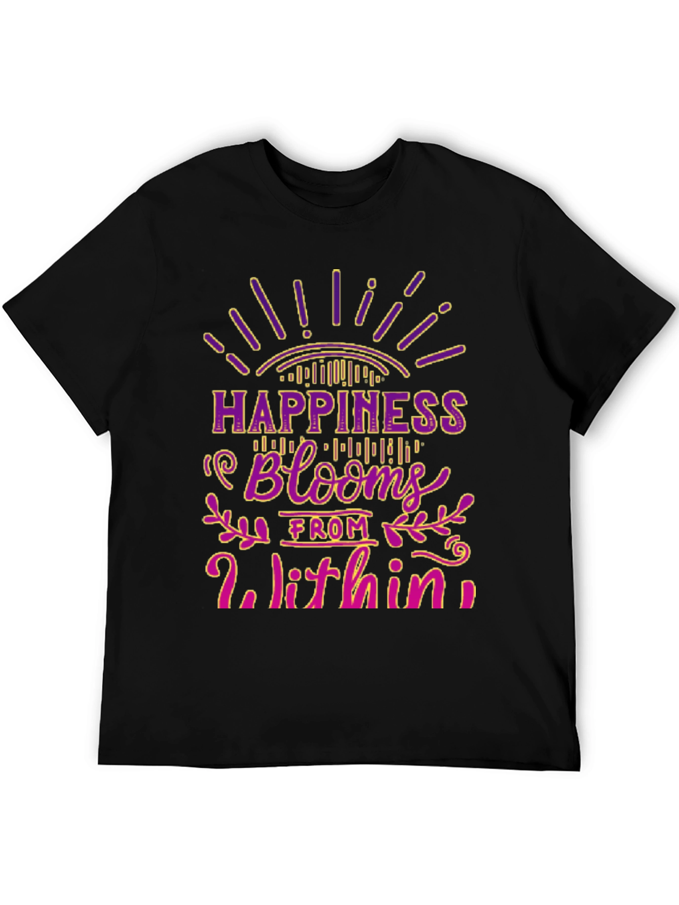 Camiseta Negra La Felicidad Florece Desde Dentro