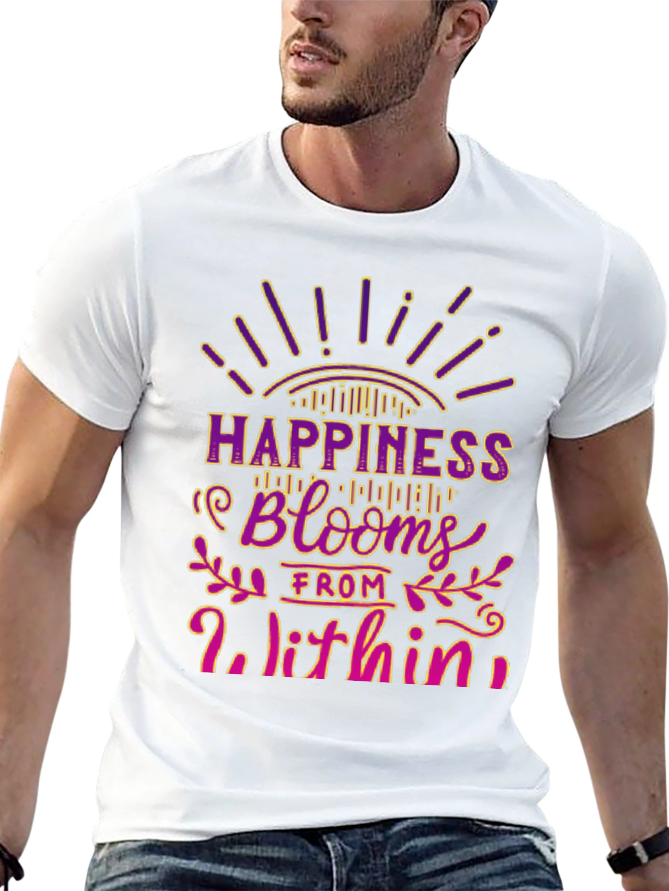 Camiseta Negra La Felicidad Florece Desde Dentro