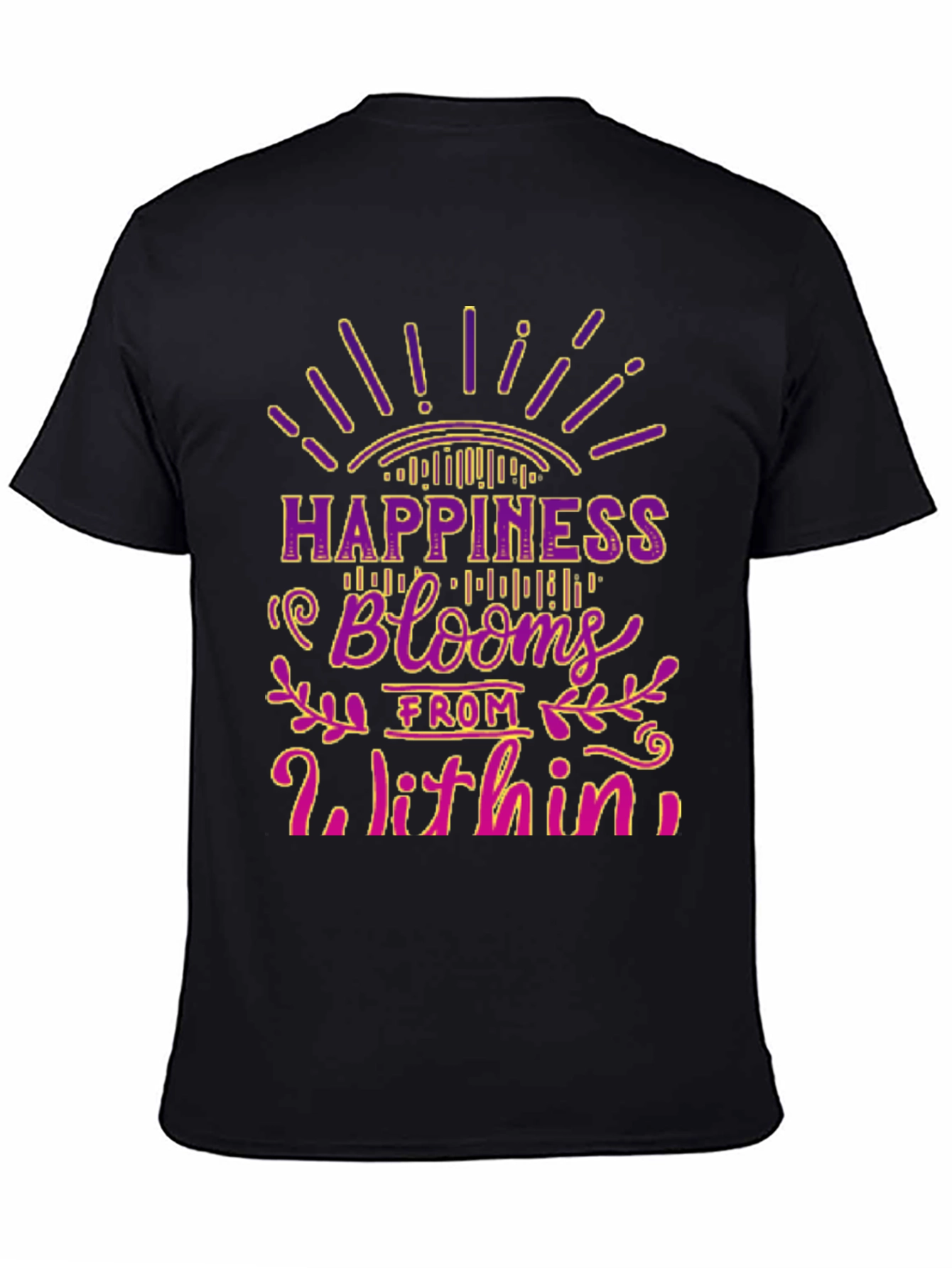 Camiseta Negra La Felicidad Florece Desde Dentro