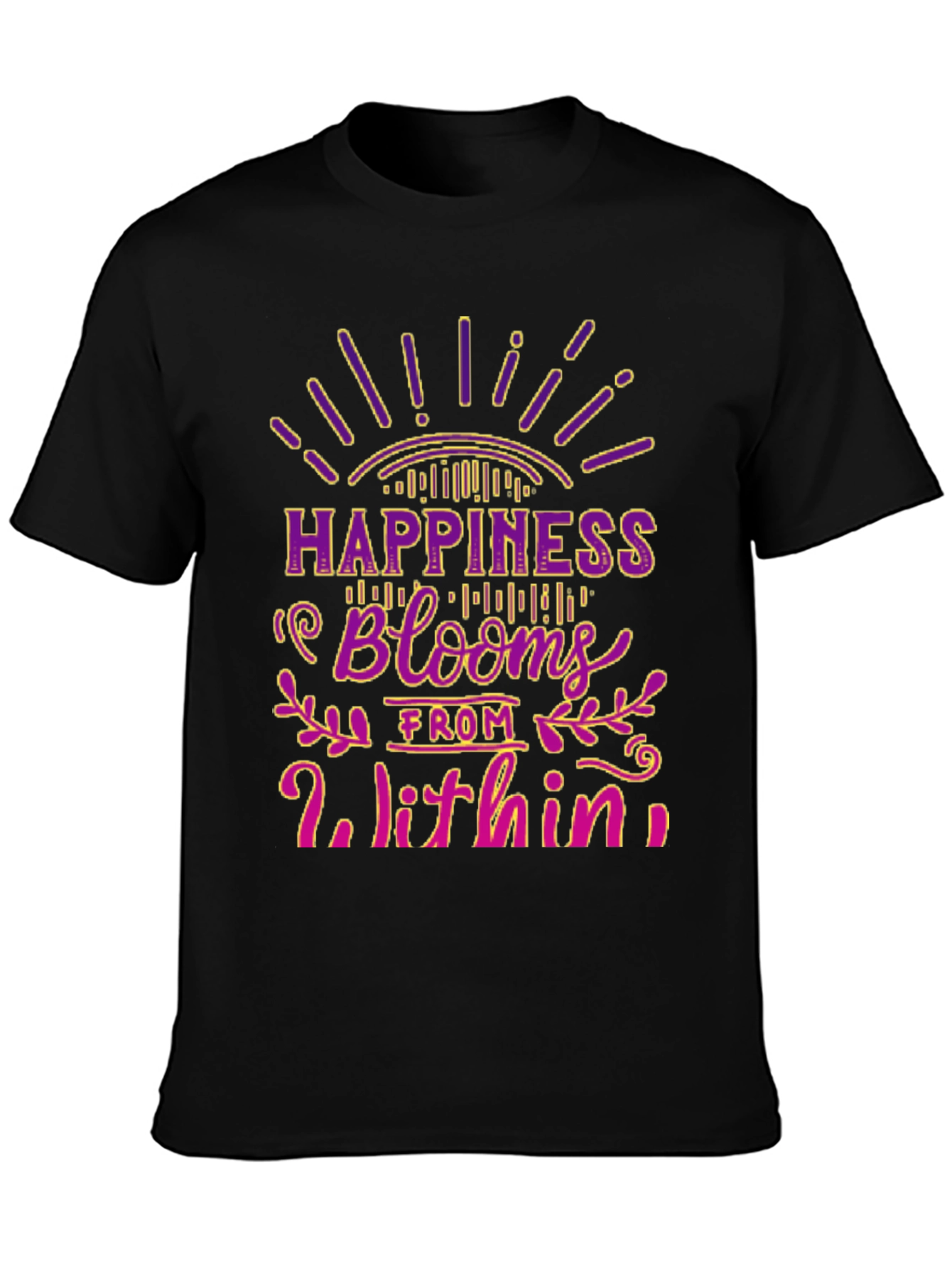 Camiseta Negra La Felicidad Florece Desde Dentro