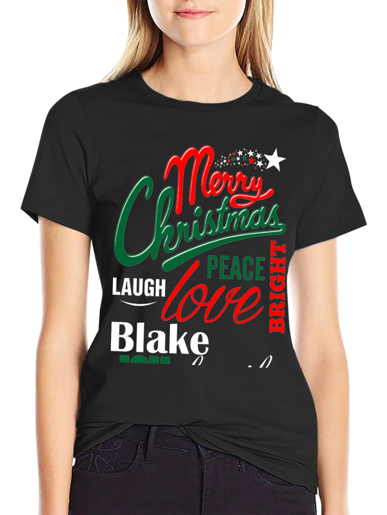 Camiseta Navideña Personalizada - Merry Christmas Blake