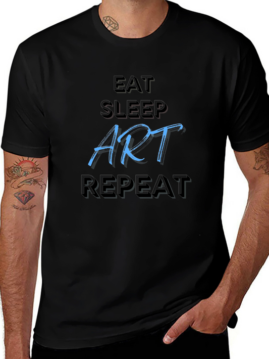 Camiseta Negra Artística: Come Duerme Arte Repite