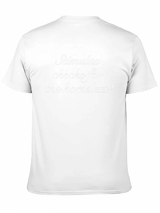 Camiseta Hombre Negra Cheques Estímulo para los Sin Techo