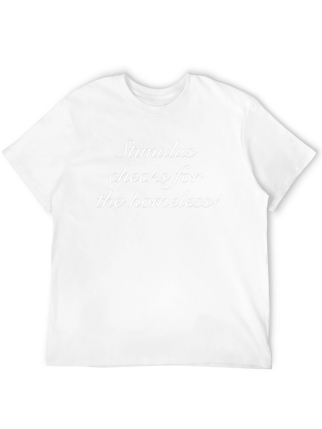 Camiseta Hombre Negra Cheques Estímulo para los Sin Techo