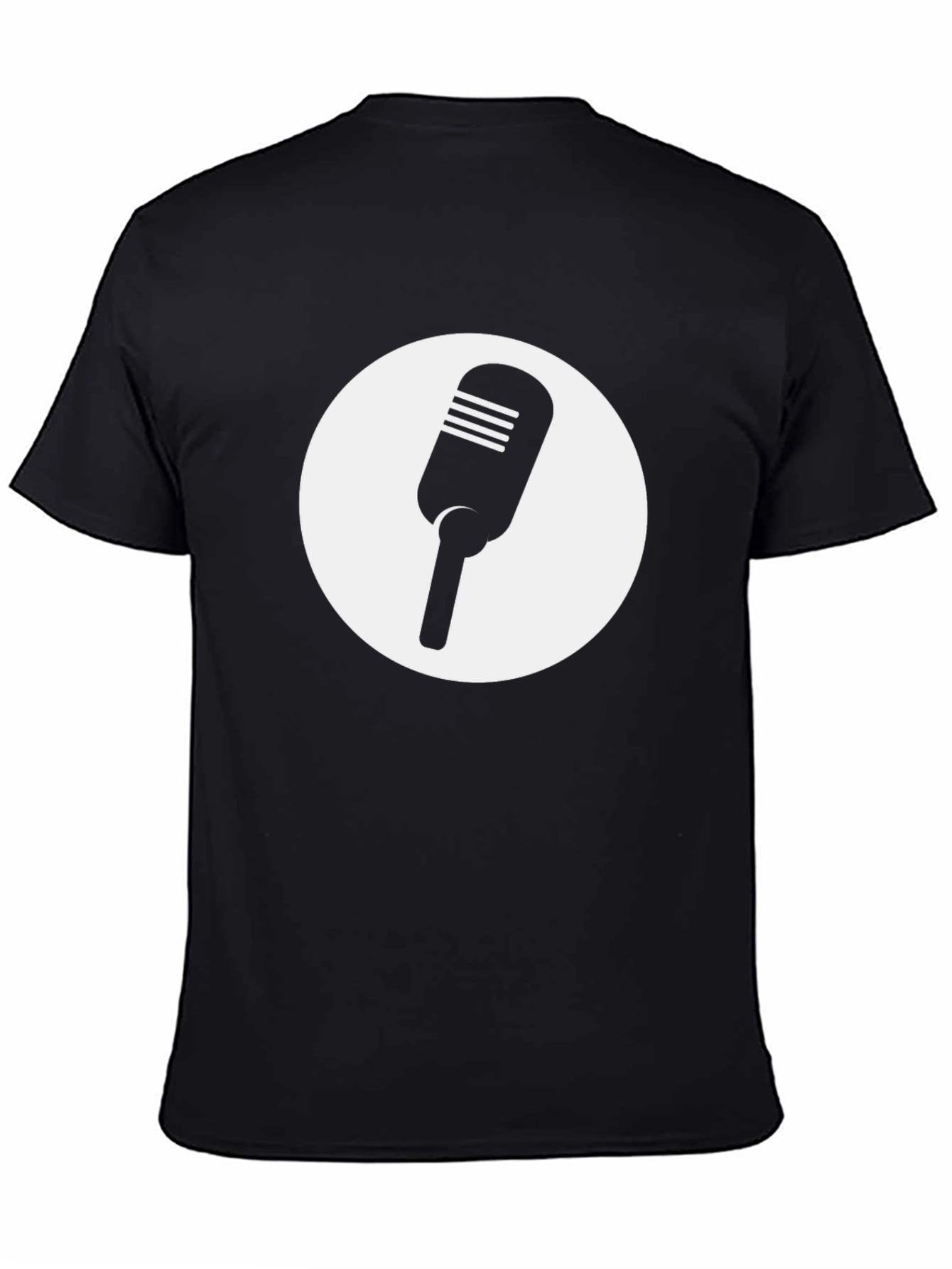 Camiseta Negra con Diseño de Micrófono Clásico