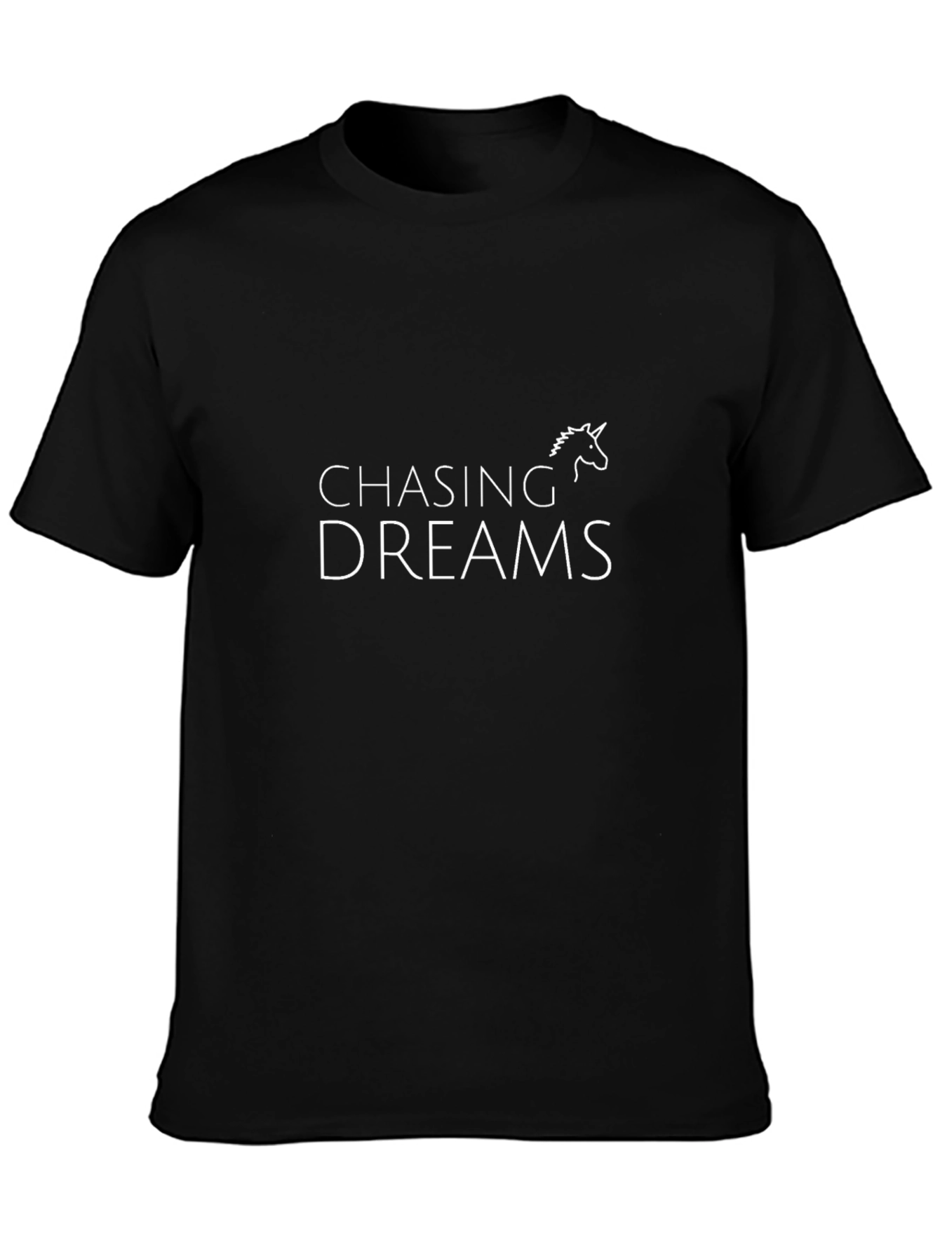 Camiseta Negra Chasing Dreams con Unicornio