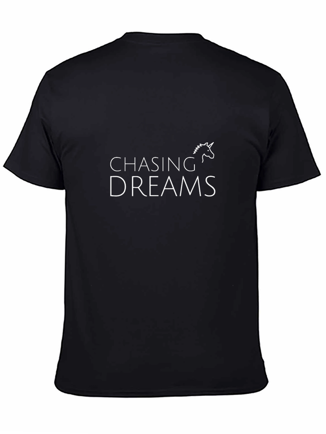 Camiseta Negra Chasing Dreams con Unicornio